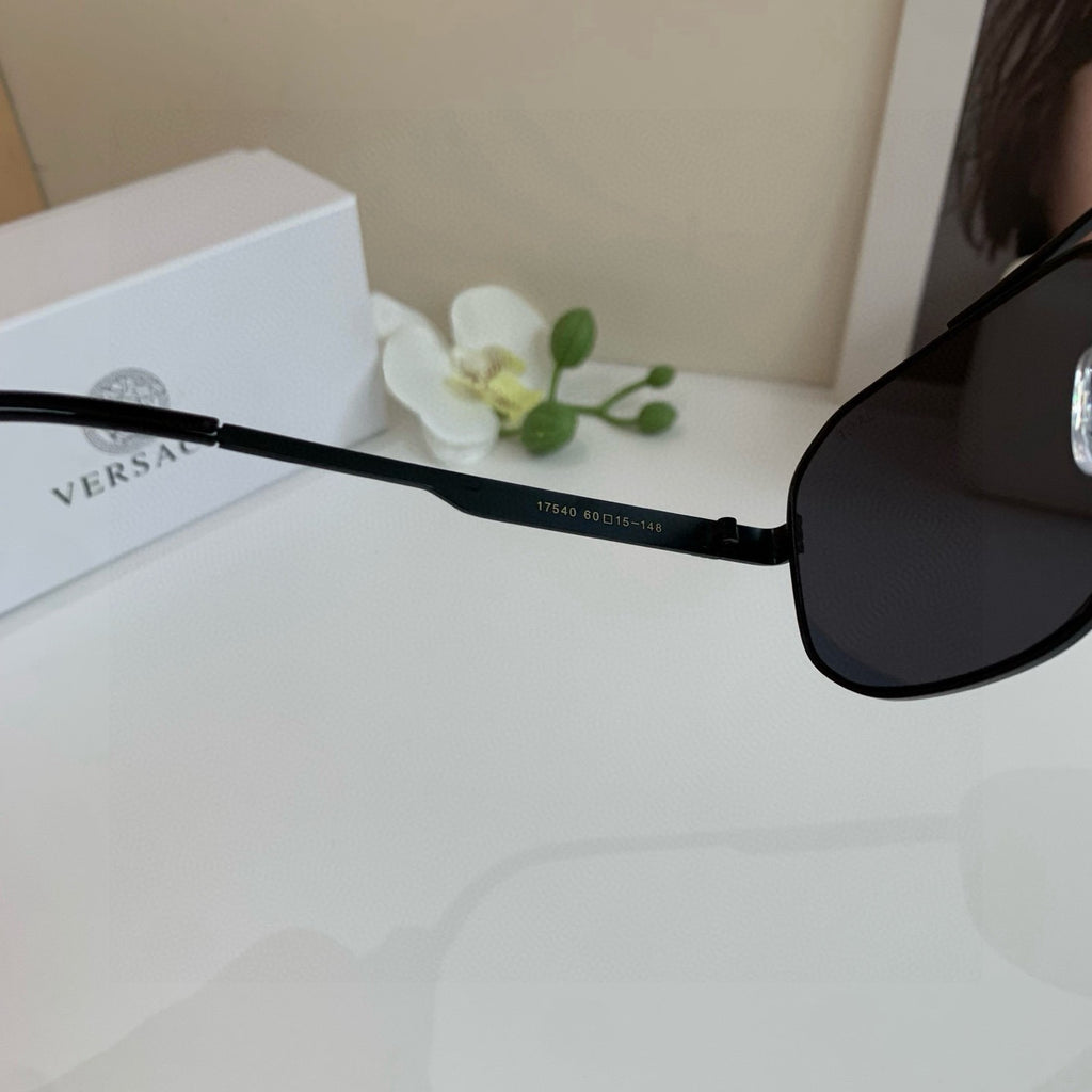 Versace Polarized Metal Square Black Lens Sunglasses for Men & Women - 432762