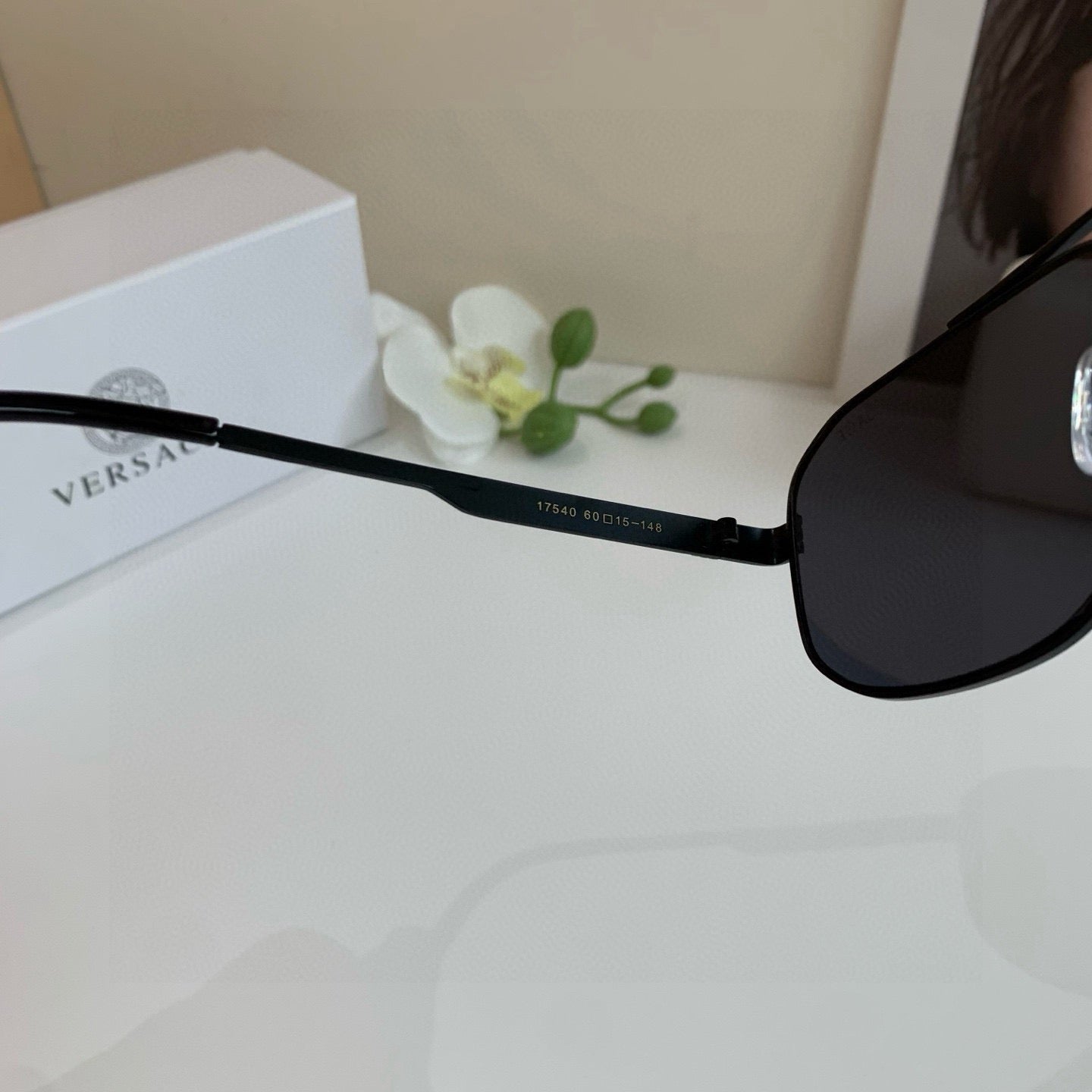 Versace Polarized Metal Square Black Lens Sunglasses for Men & Women - 432762