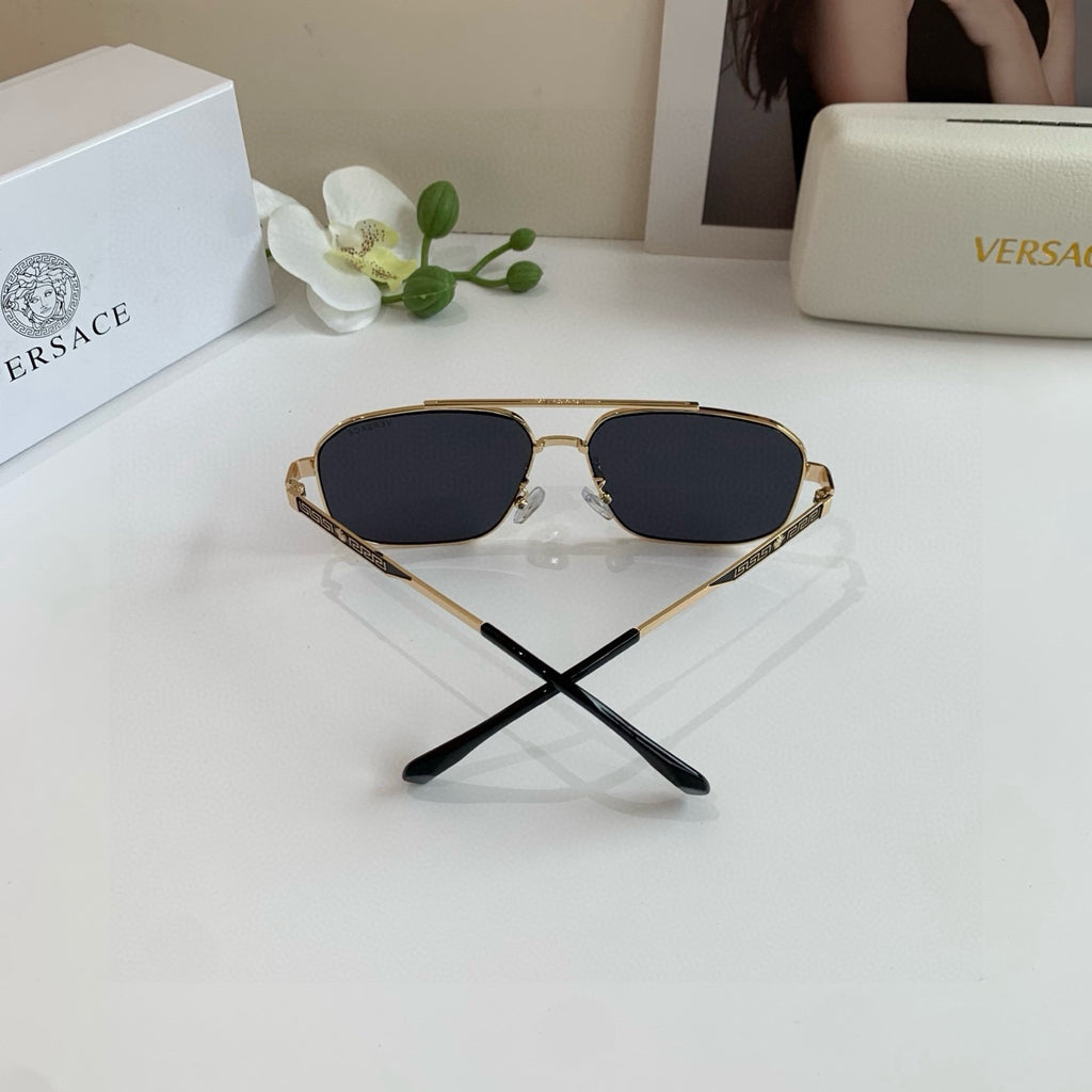 Versace Polarized Metal Square Black Lens Sunglasses for Men & Women - 432764 - detail image 2