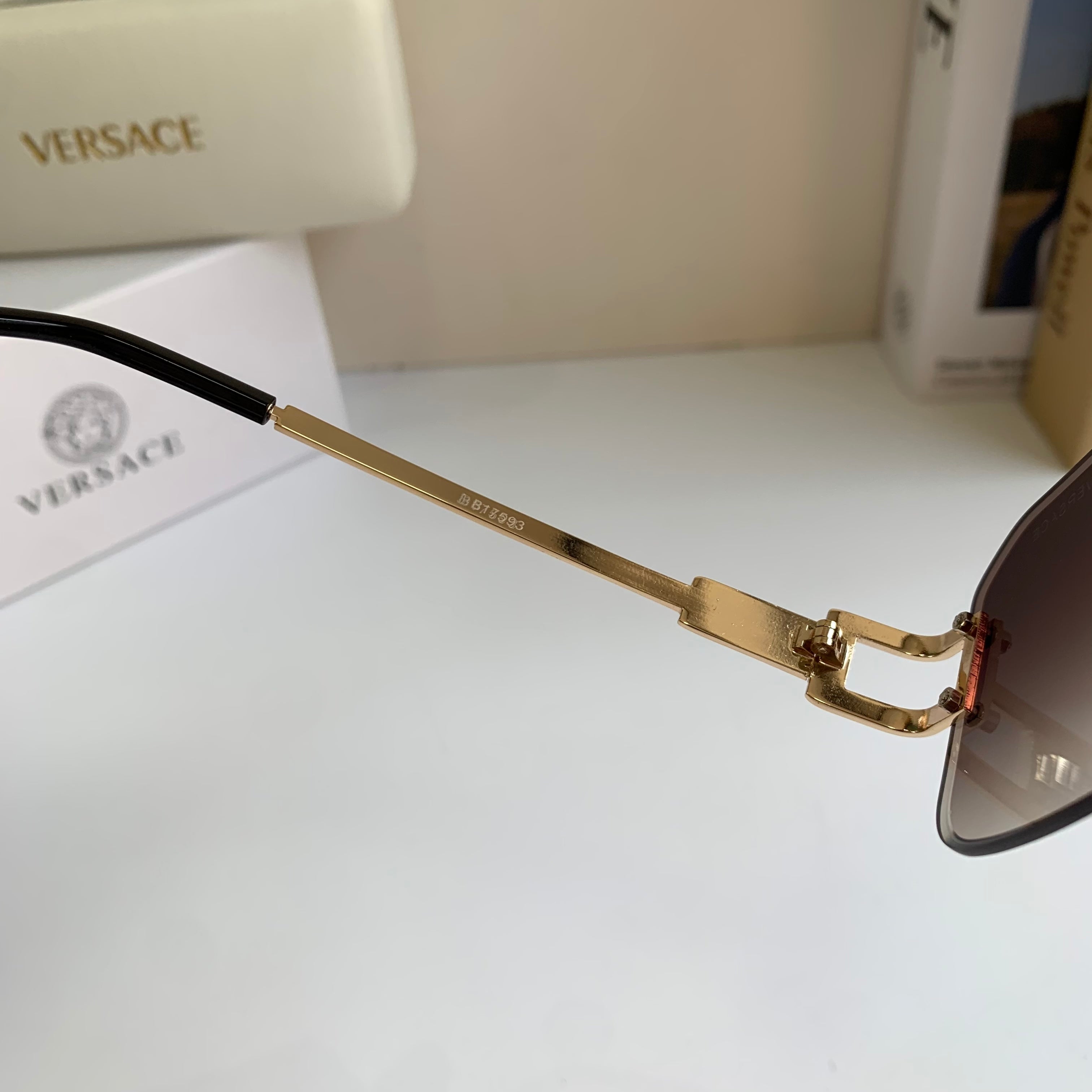 Versace Polarized Metal Square Red Lens Sunglasses for Men & Women - 432777 - detail image 7