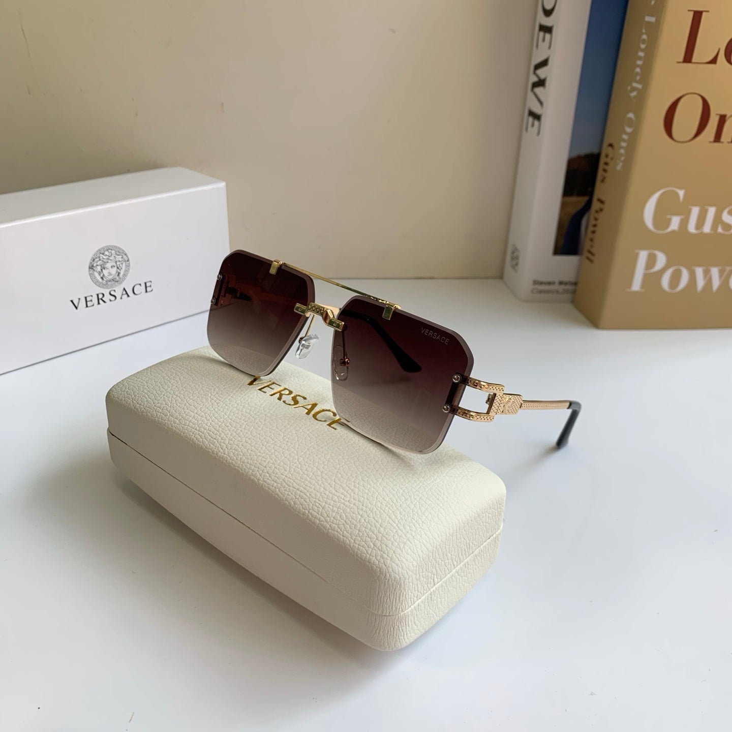 Versace Polarized Metal Square Red Lens Sunglasses for Men & Women - 432777 - detail image 4