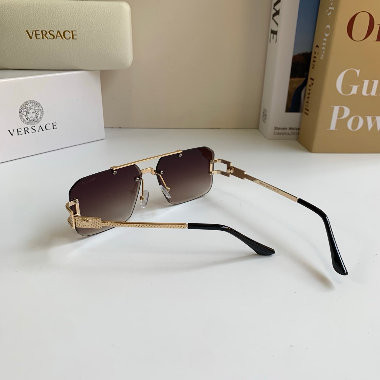 Versace Polarized Metal Square Red Lens Sunglasses for Men & Women - 432777 - detail image 8