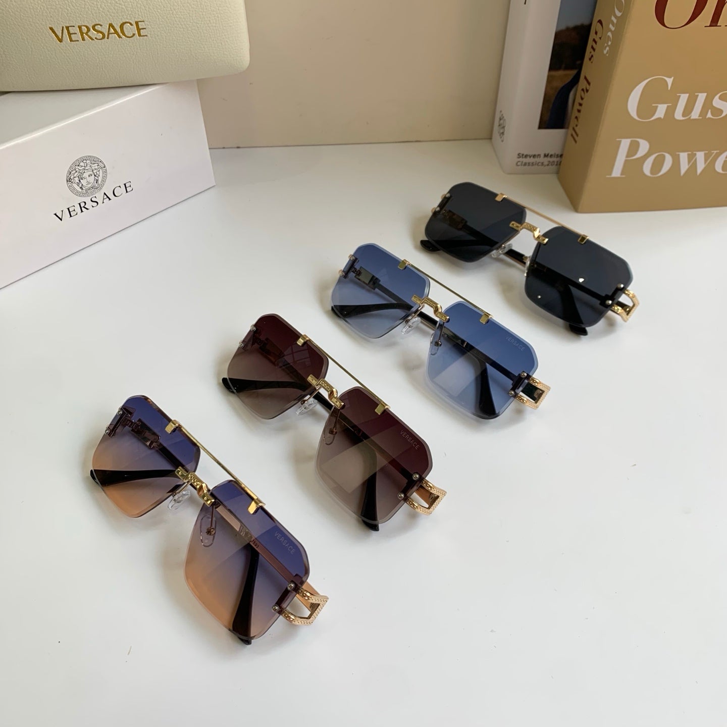 Versace Polarized Metal Square Silver Lens Sunglasses for Men & Women - 432780 - detail image 9