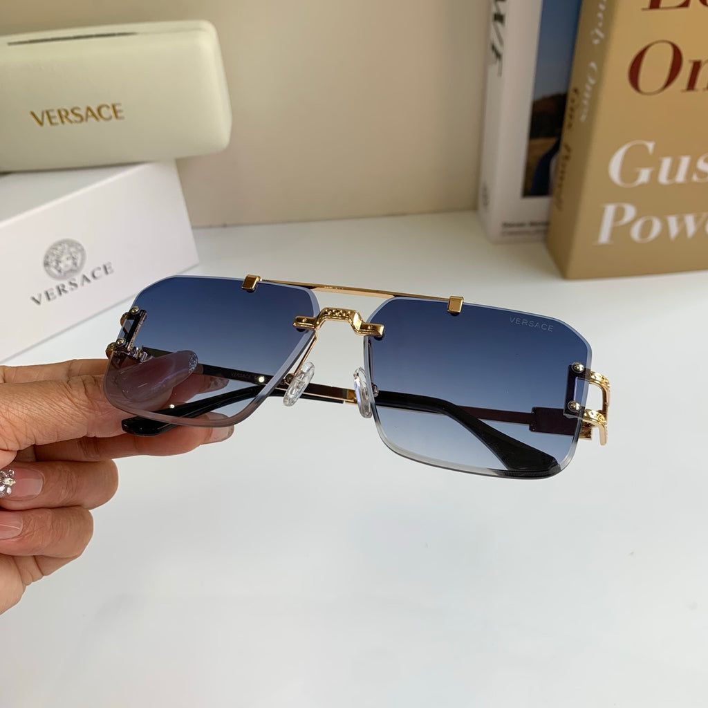 Versace Polarized Metal Square Blue Lens Sunglasses for Men & Women - detail image 3