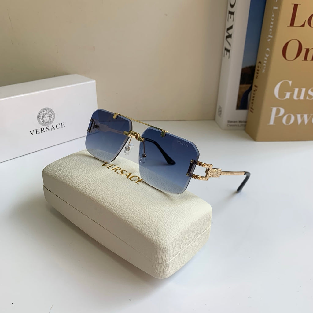 Versace Polarized Metal Square Blue Lens Sunglasses for Men & Women - detail image 5