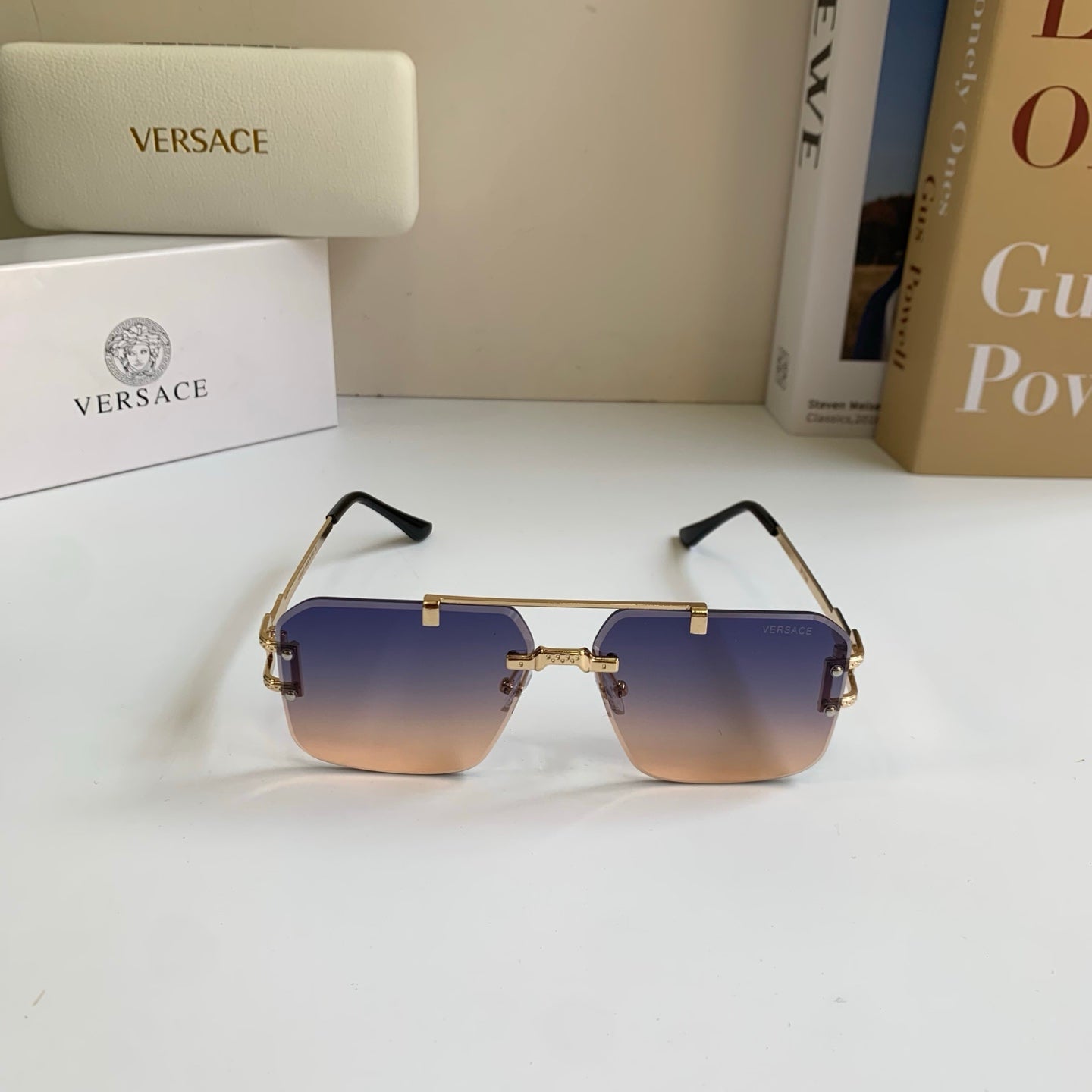 Versace Polarized Metal Square Silver Lens Sunglasses for Men & Women - 432779 - detail image 5