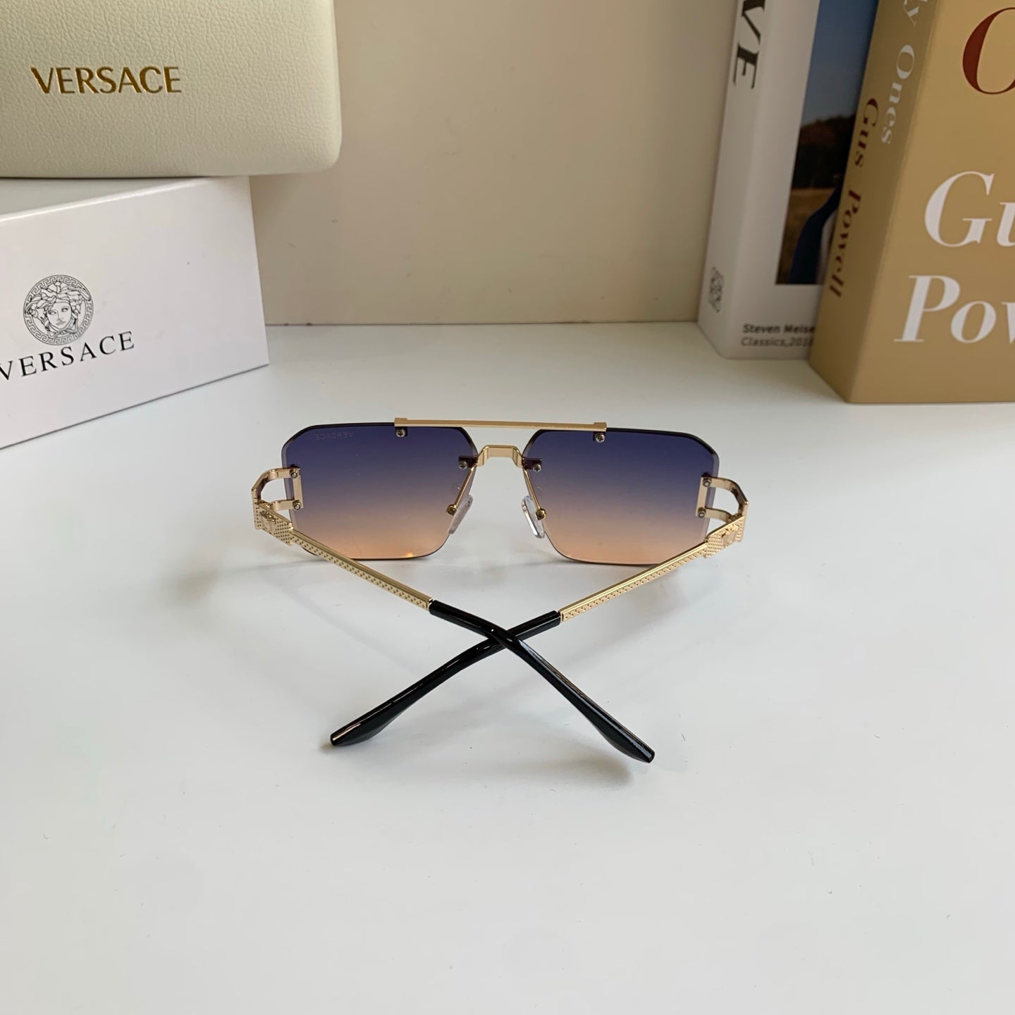 Versace Polarized Metal Square Silver Lens Sunglasses for Men & Women - 432779 - detail image 8