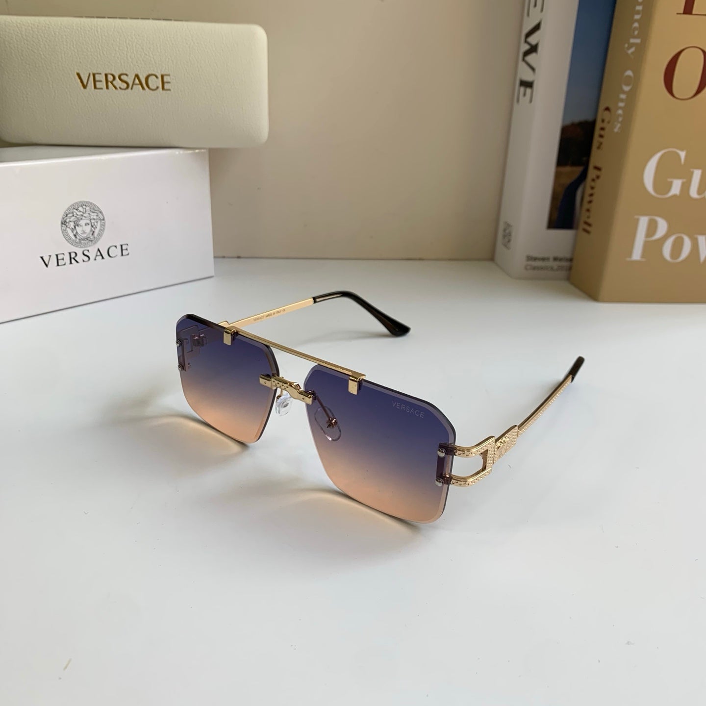 Versace Polarized Metal Square Silver Lens Sunglasses for Men & Women - 432779 - detail image 2