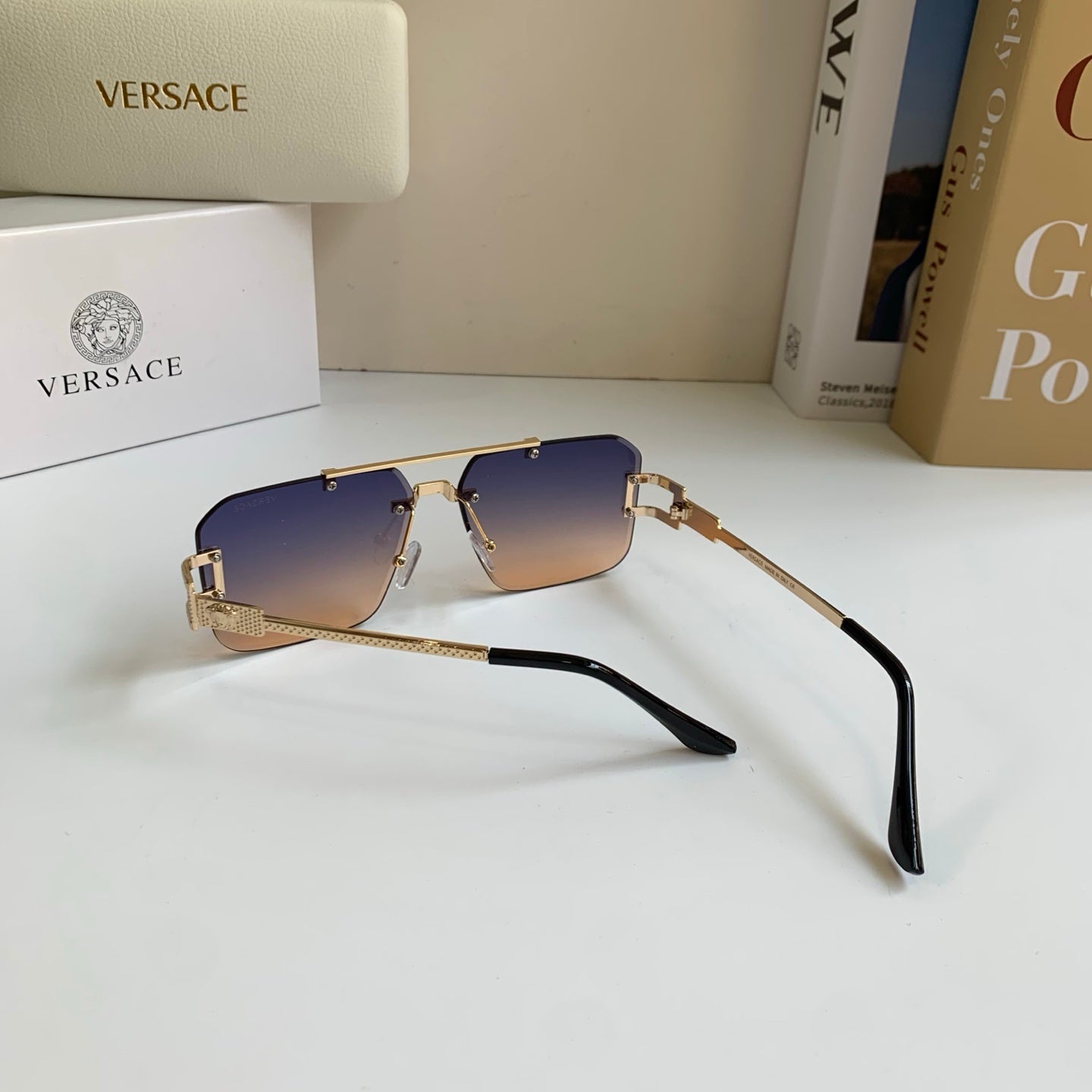 Versace Polarized Metal Square Silver Lens Sunglasses for Men & Women - 432779 - detail image 7