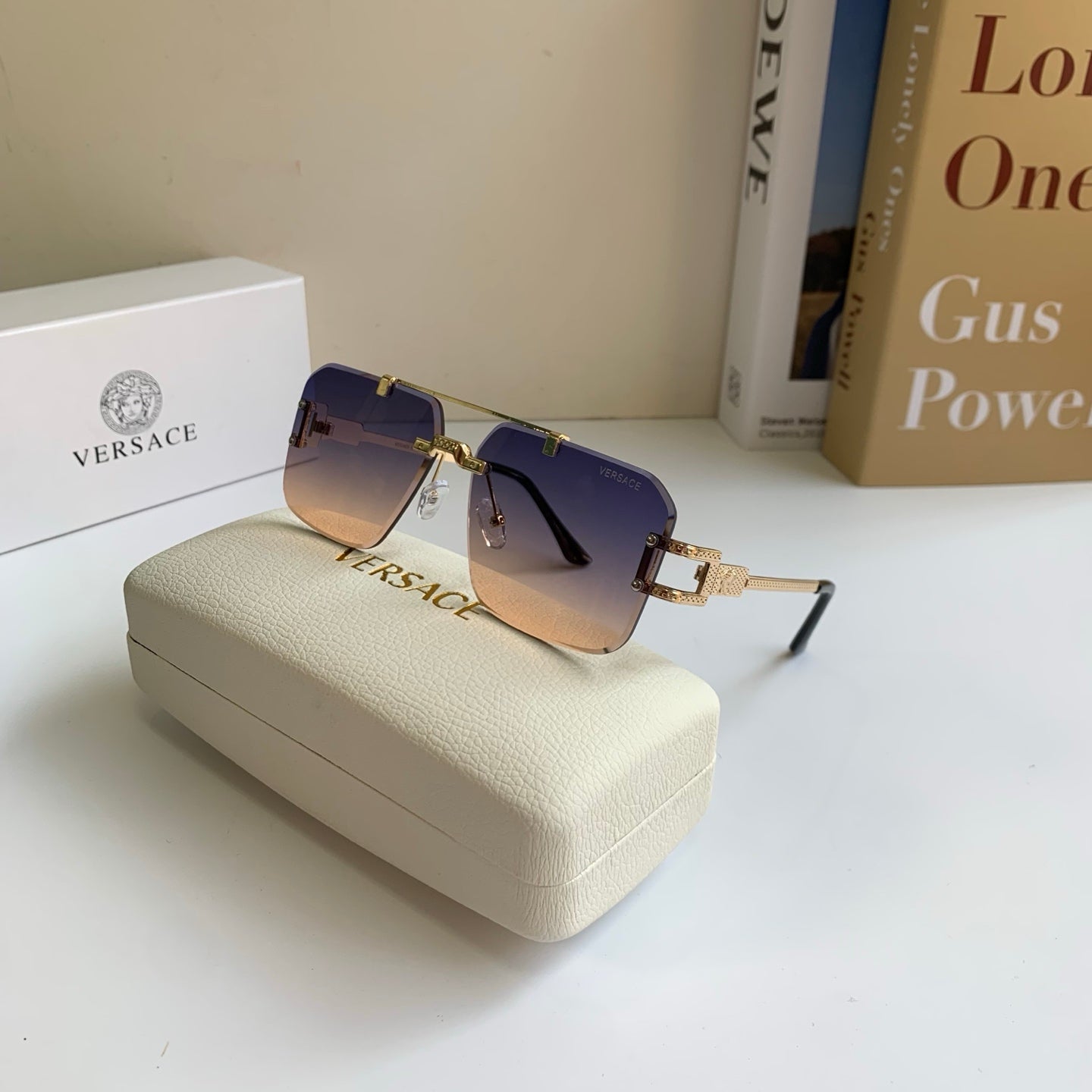 Versace Polarized Metal Square Silver Lens Sunglasses for Men & Women - 432779 - detail image 3