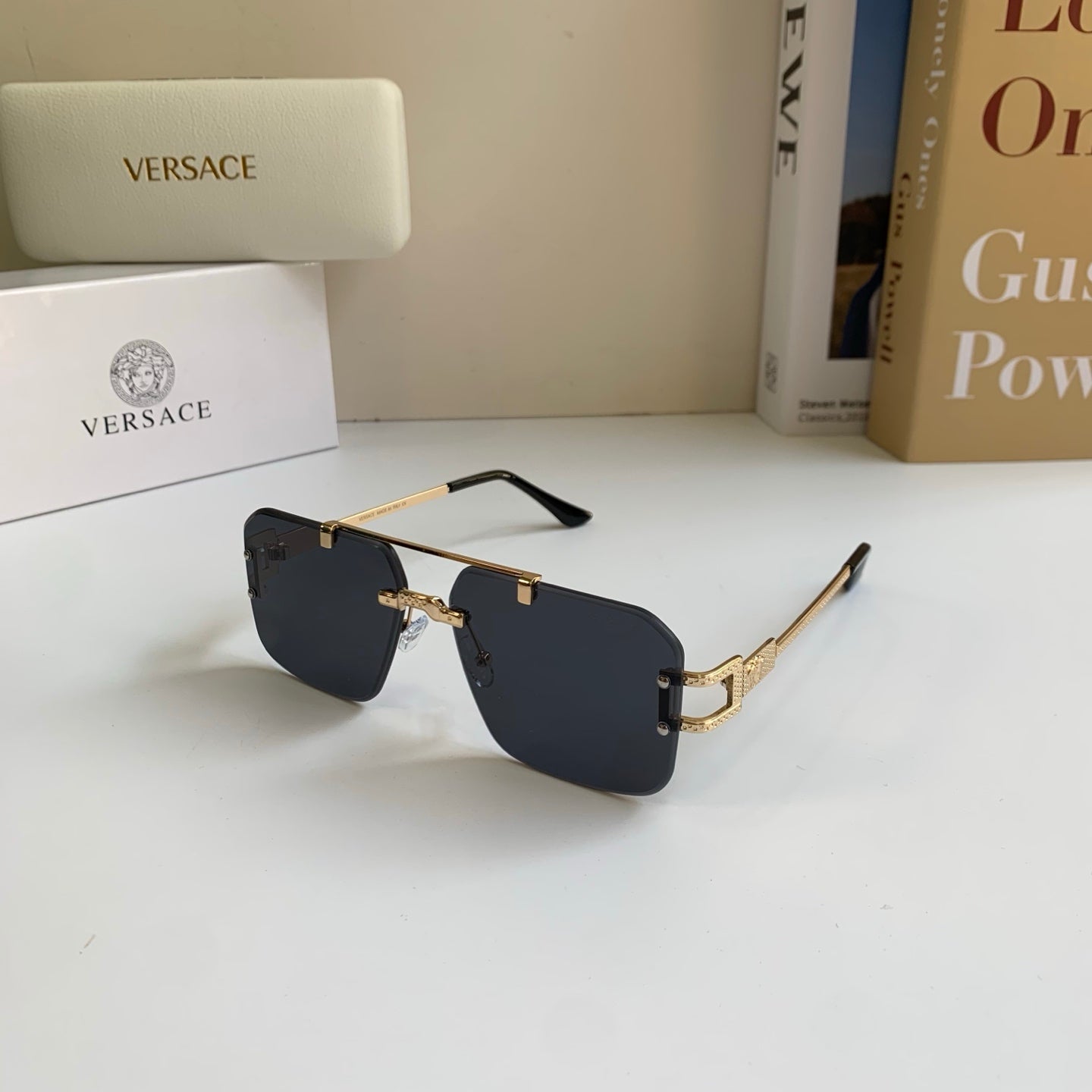 Versace Polarized Metal Square Silver Lens Sunglasses for Men & Women - 432780 - detail image 2