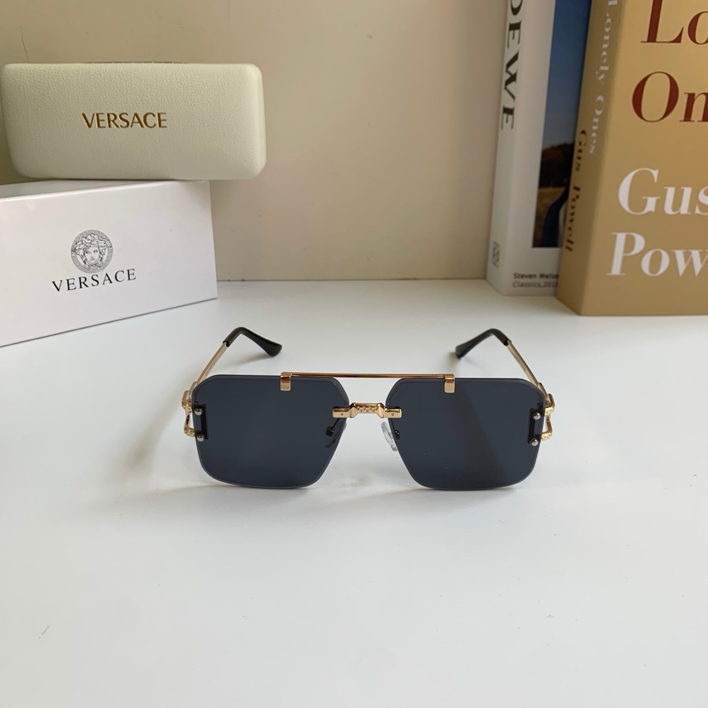 Versace Polarized Metal Square Silver Lens Sunglasses for Men & Women - 432780 - detail image 5