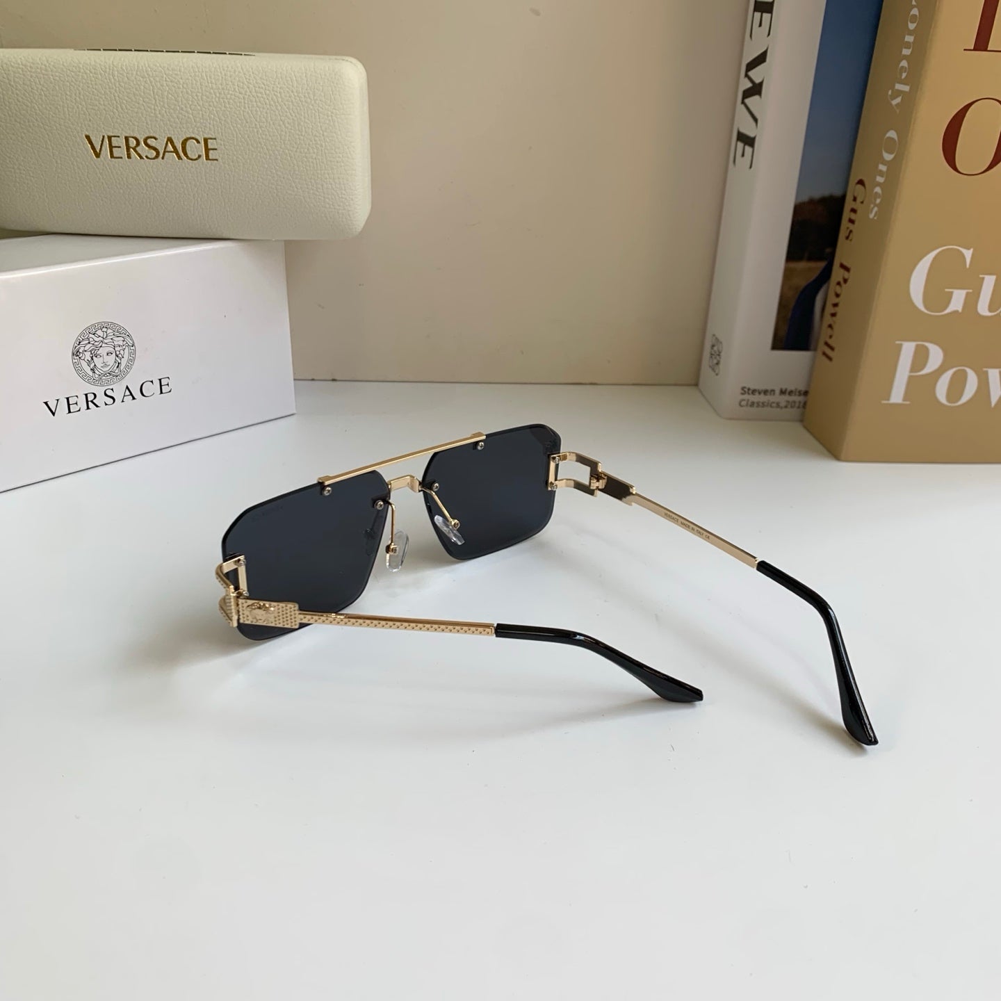 Versace Polarized Metal Square Silver Lens Sunglasses for Men & Women - 432780 - detail image 6