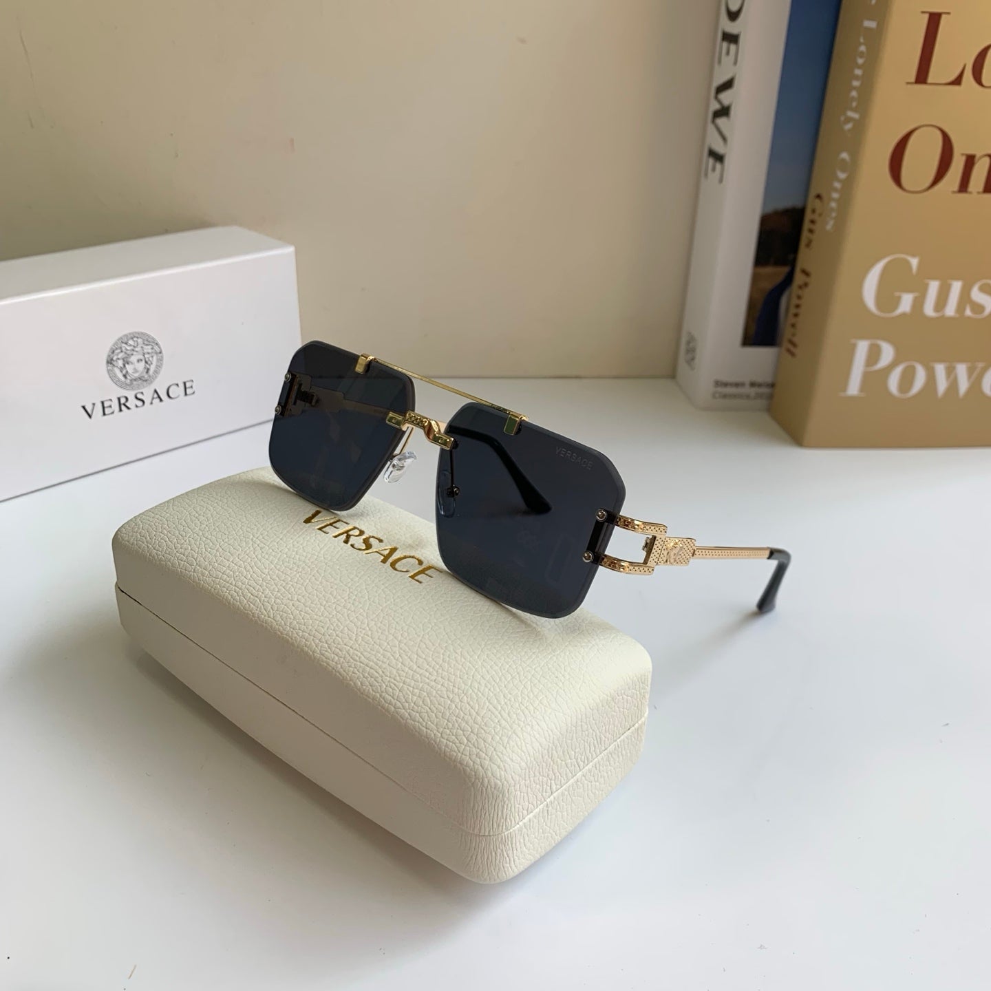 Versace Polarized Metal Square Silver Lens Sunglasses for Men & Women - 432780 - detail image 4
