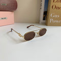 Miu Miu Metal Round Brown Lens Sunglasses for Men & Women - 432695