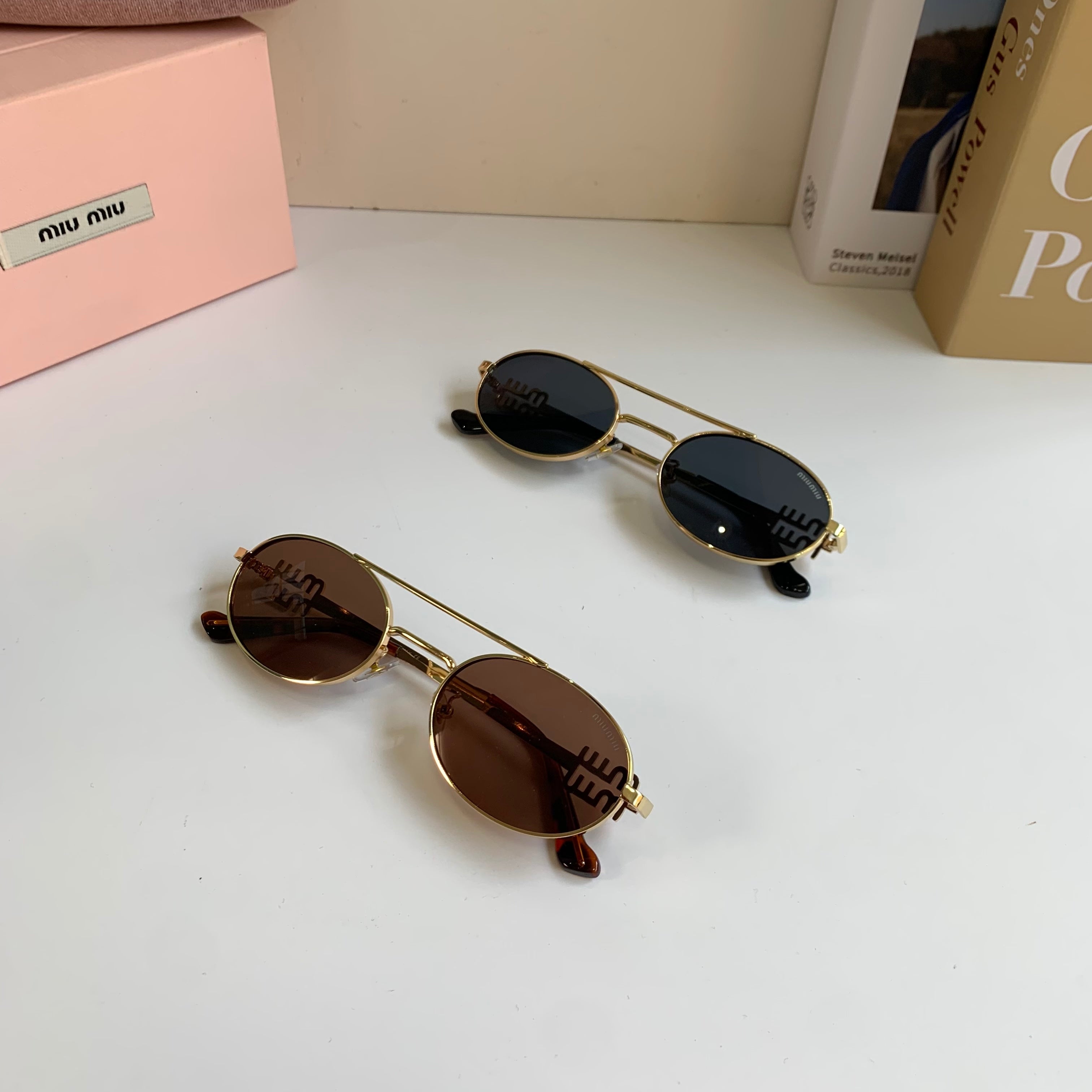 Miu Miu Metal Round Brown Lens Sunglasses for Men & Women - 432695 - detail image 9