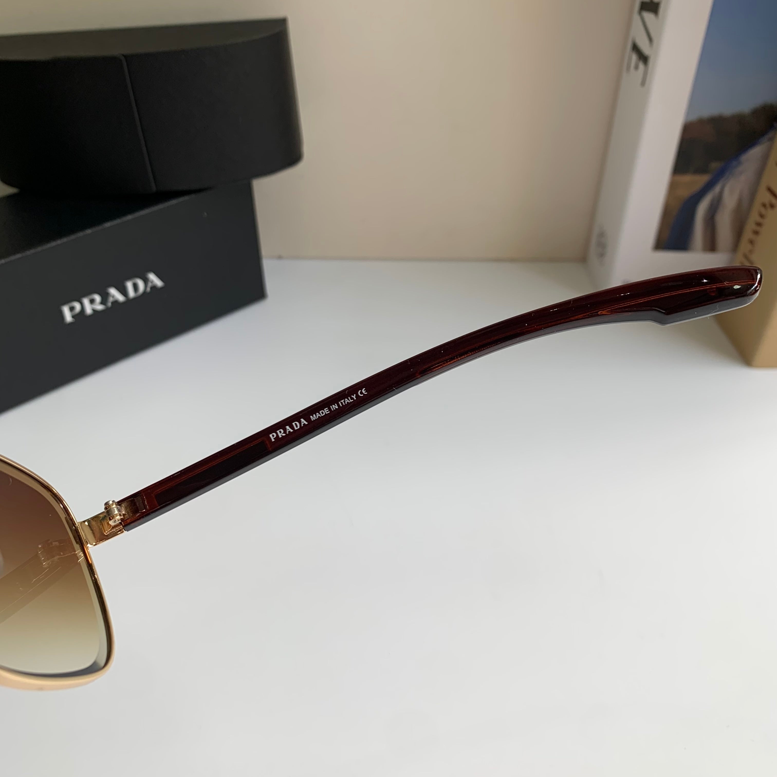 Prada Metal Square Brown Lens Sunglasses for Men & Women - 998097 - detail image 6