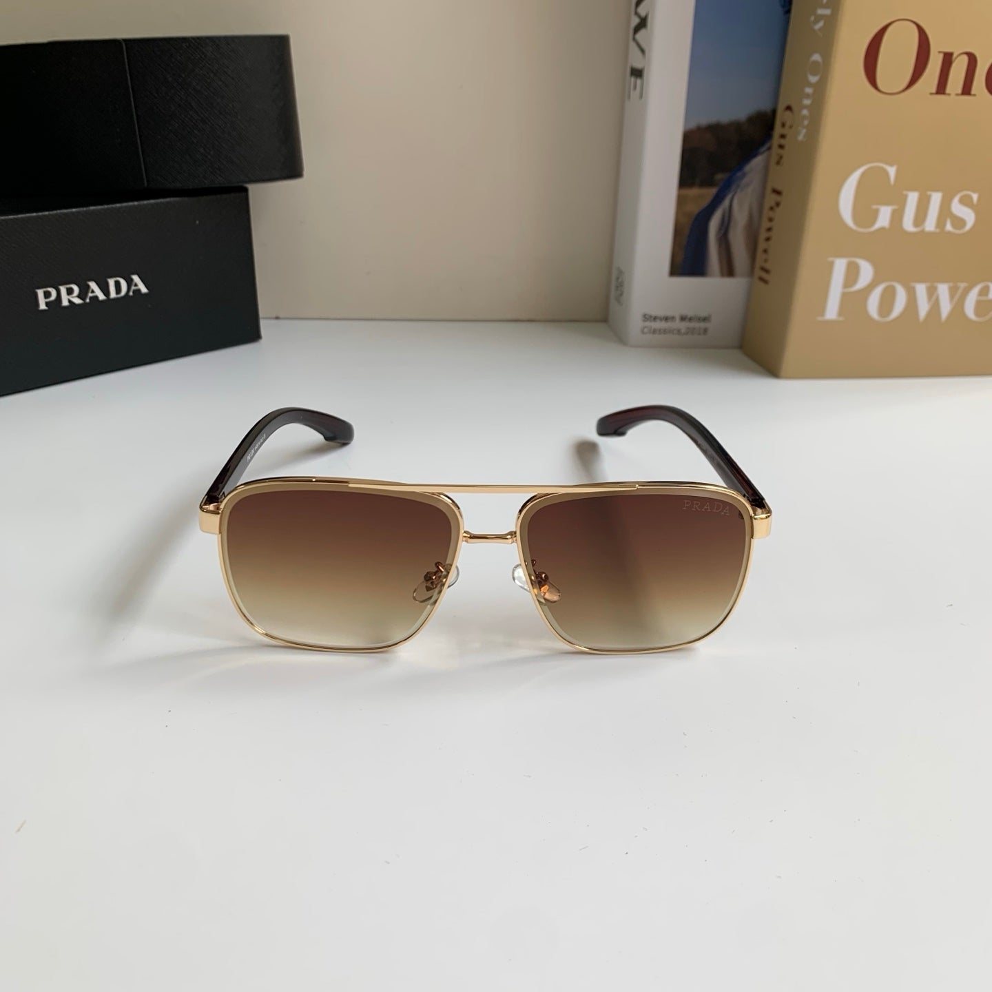 Prada Metal Square Brown Lens Sunglasses for Men & Women - 998097 - detail image 5