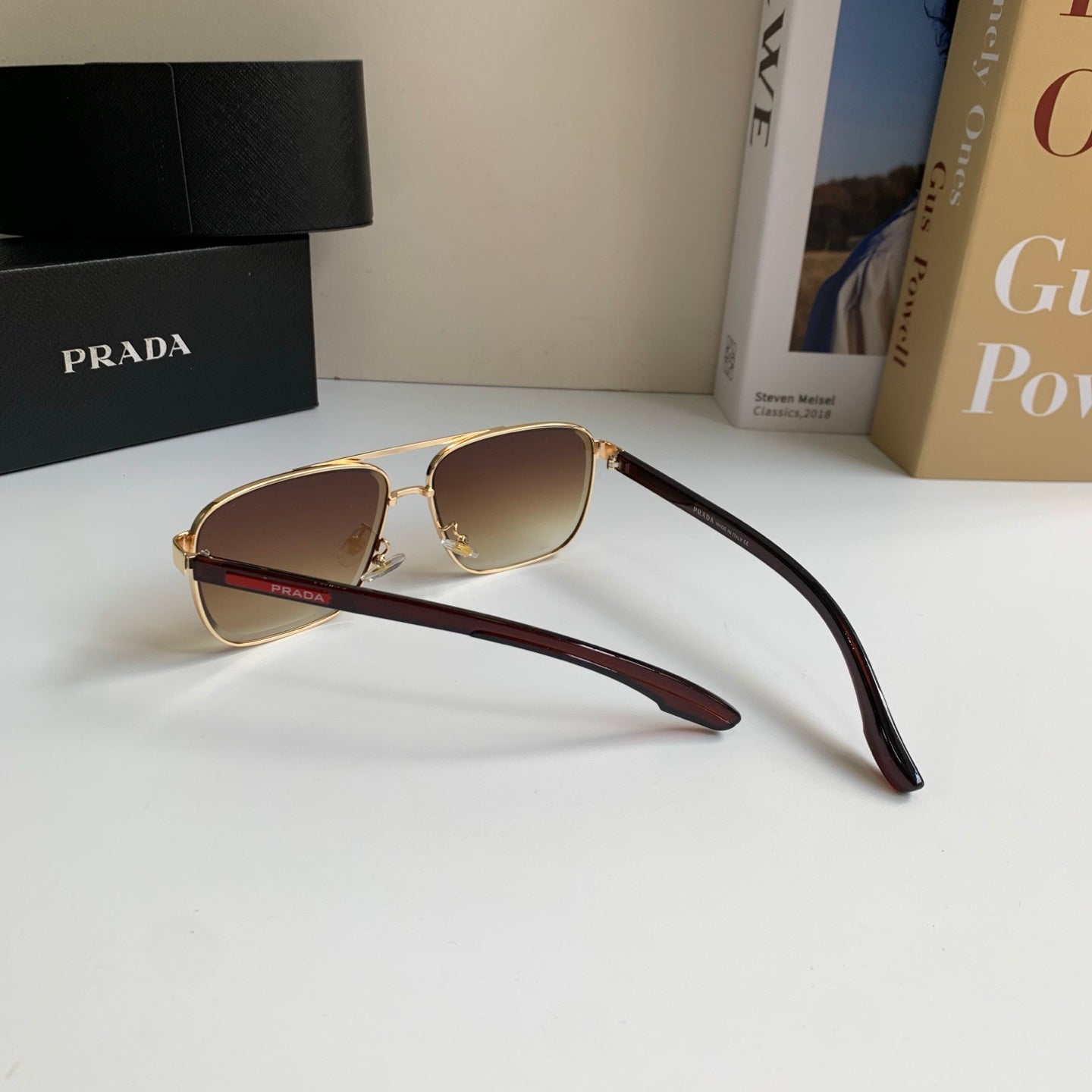 Prada Metal Square Brown Lens Sunglasses for Men & Women - 998097 - detail image 7