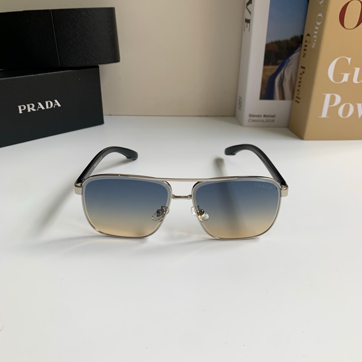 Prada Metal Square Silver Lens Sunglasses for Men & Women - 998098 - detail image 2