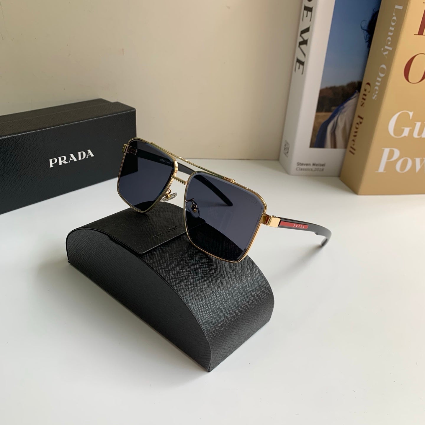 Prada Metal Square Silver Lens Sunglasses for Men & Women - 998100 - detail image 4