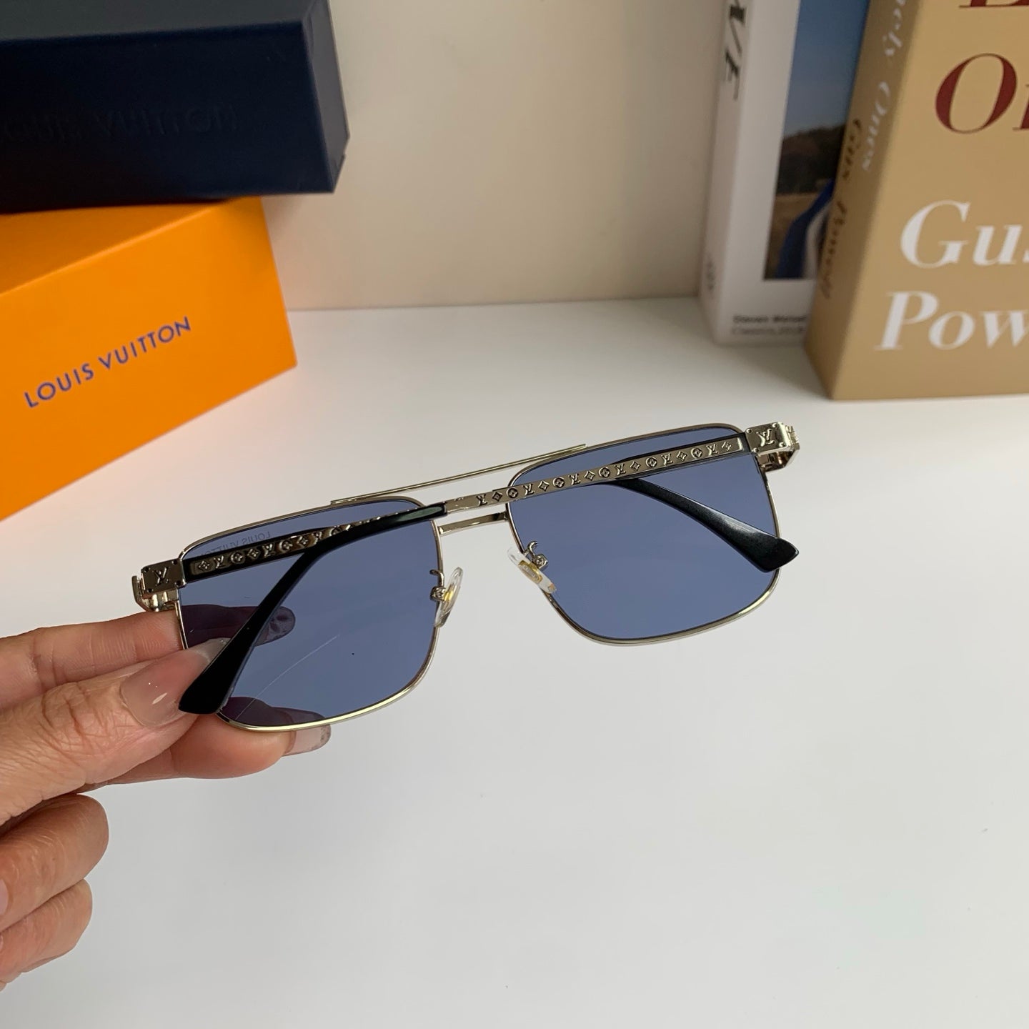 Louis Vuitton Metal Square Blue Lens Sunglasses for Men & Women - 398238 - detail image 7