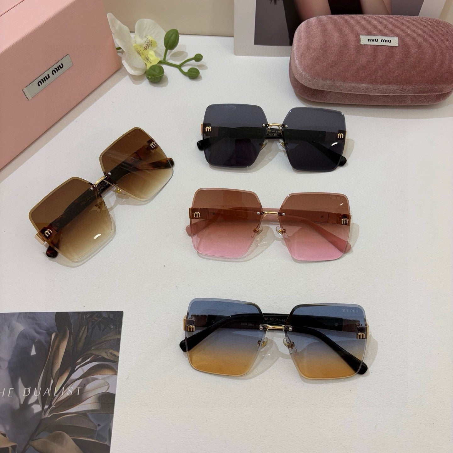 Miu Miu Square Brown Lens Sunglasses for Men & Women - 416293 - detail image 2