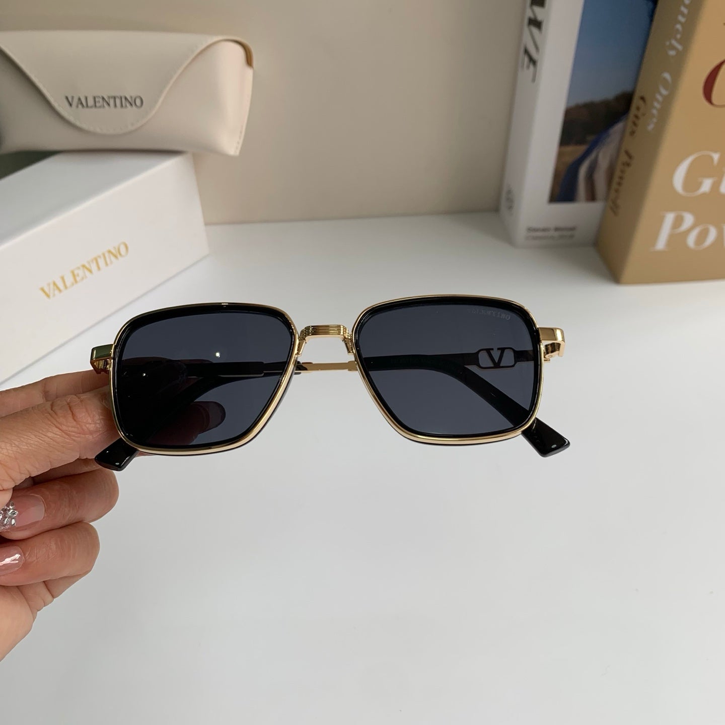 Valentino Metal Fashion Silver Lens Sunglasses for Men & Women - detail image 4