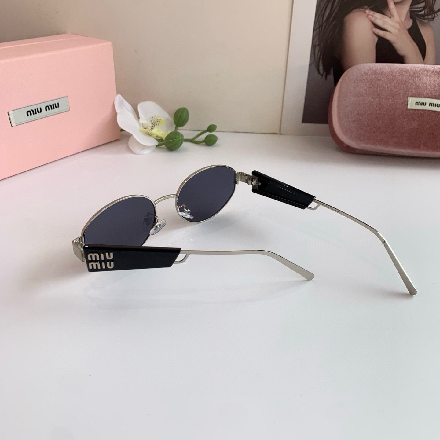 Miu Miu Round Silver Lens Sunglasses for Men & Women - 432693 - detail image 2