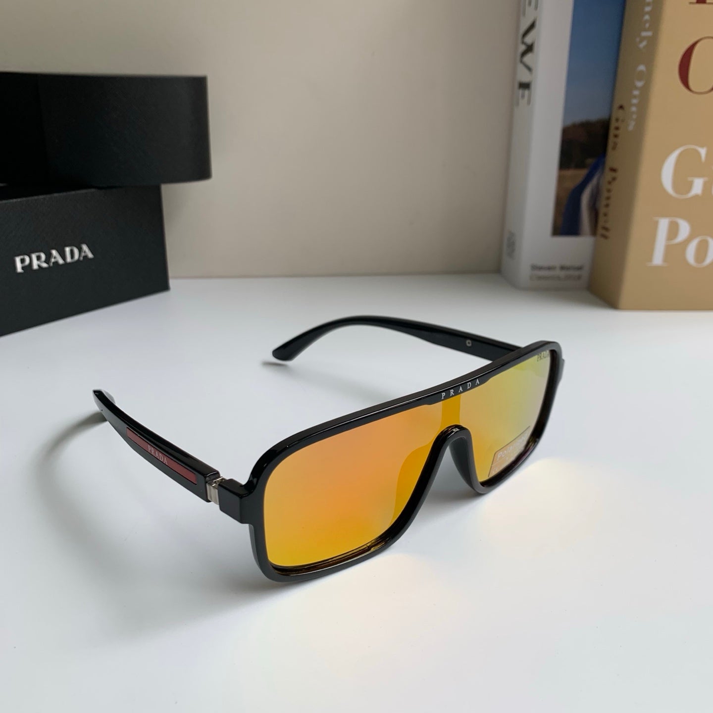 Prada Square Orange Lens Sunglasses for Men & Women - 372067