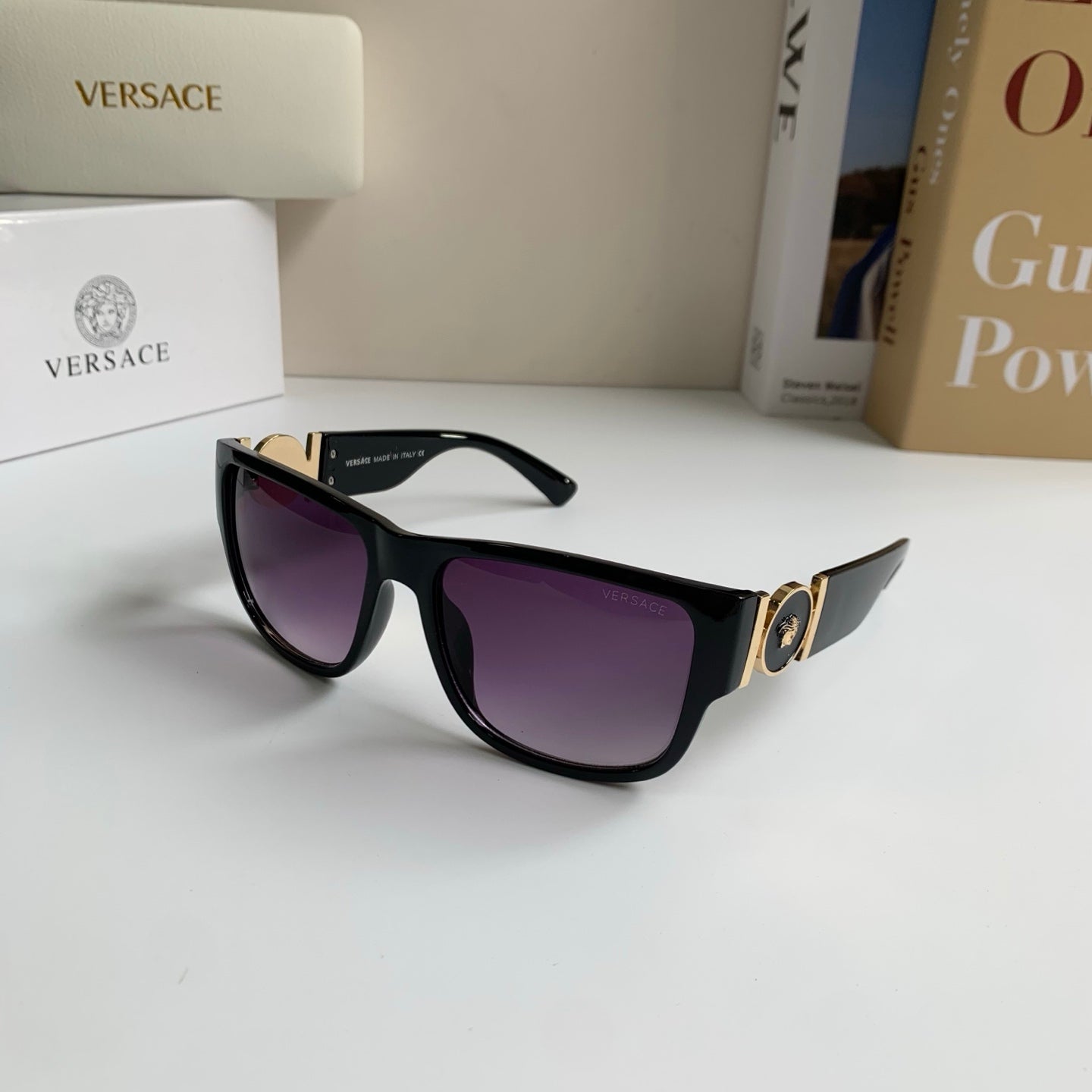 Versace Polarized Square Black Lens Sunglasses for Men & Women - 372517 - detail image 2