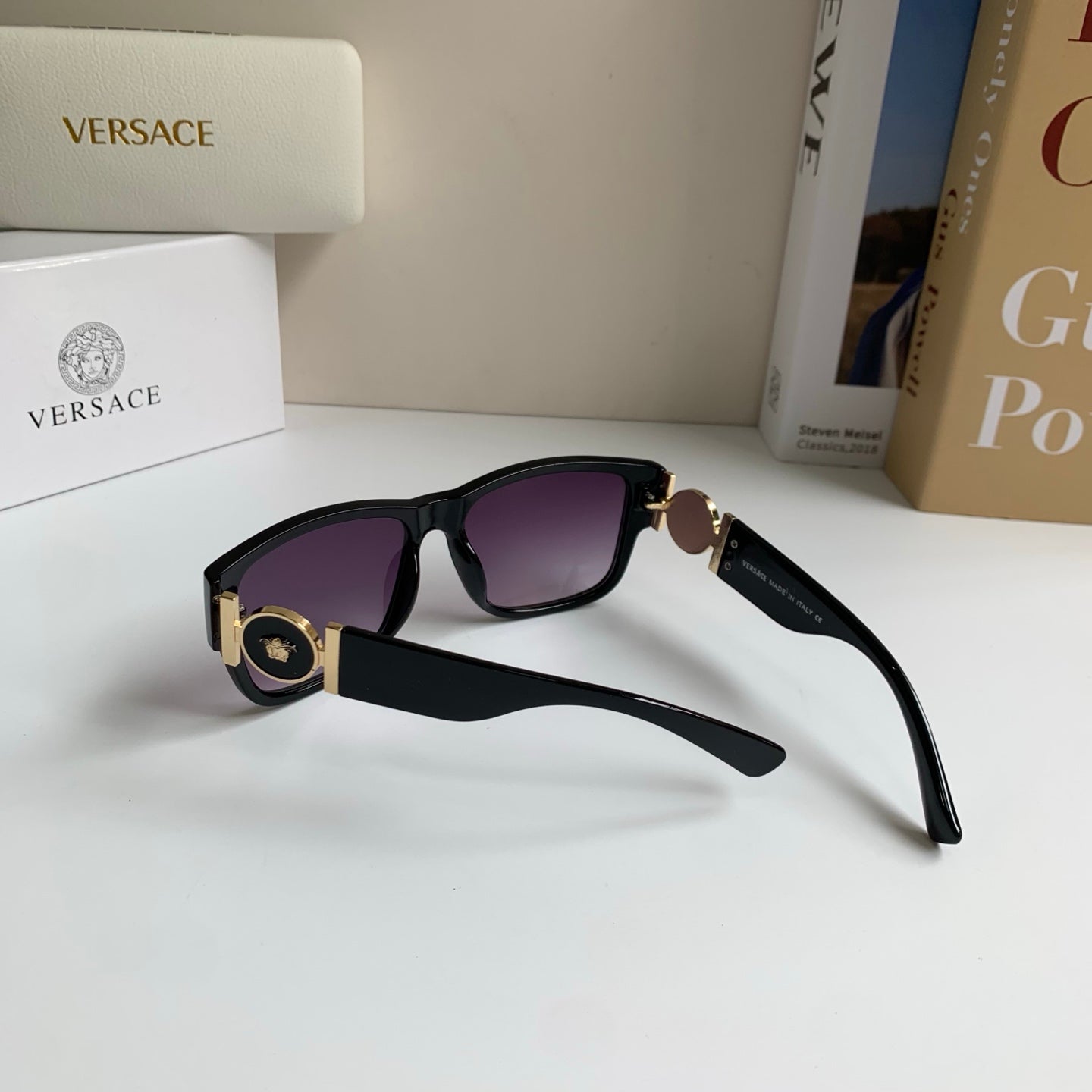 Versace Polarized Square Black Lens Sunglasses for Men & Women - 372517 - detail image 7