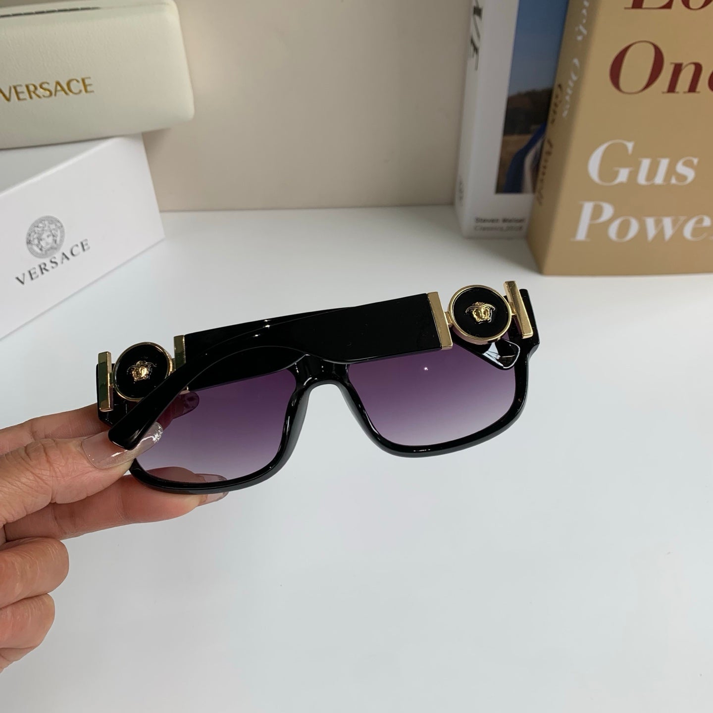 Versace Polarized Square Black Lens Sunglasses for Men & Women - 372517 - detail image 8