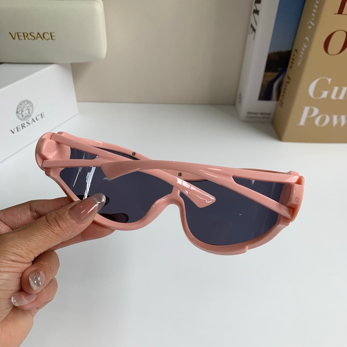 Versace Oversized Red Lens Sunglasses for Men & Women - detail image 6