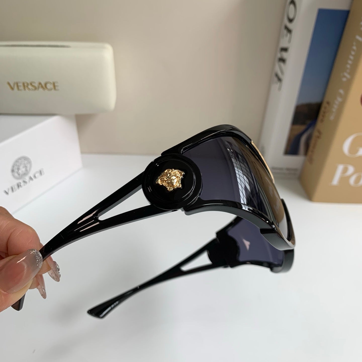 Versace Oversized Black Lens Sunglasses for Men & Women - 466232 - detail image 6