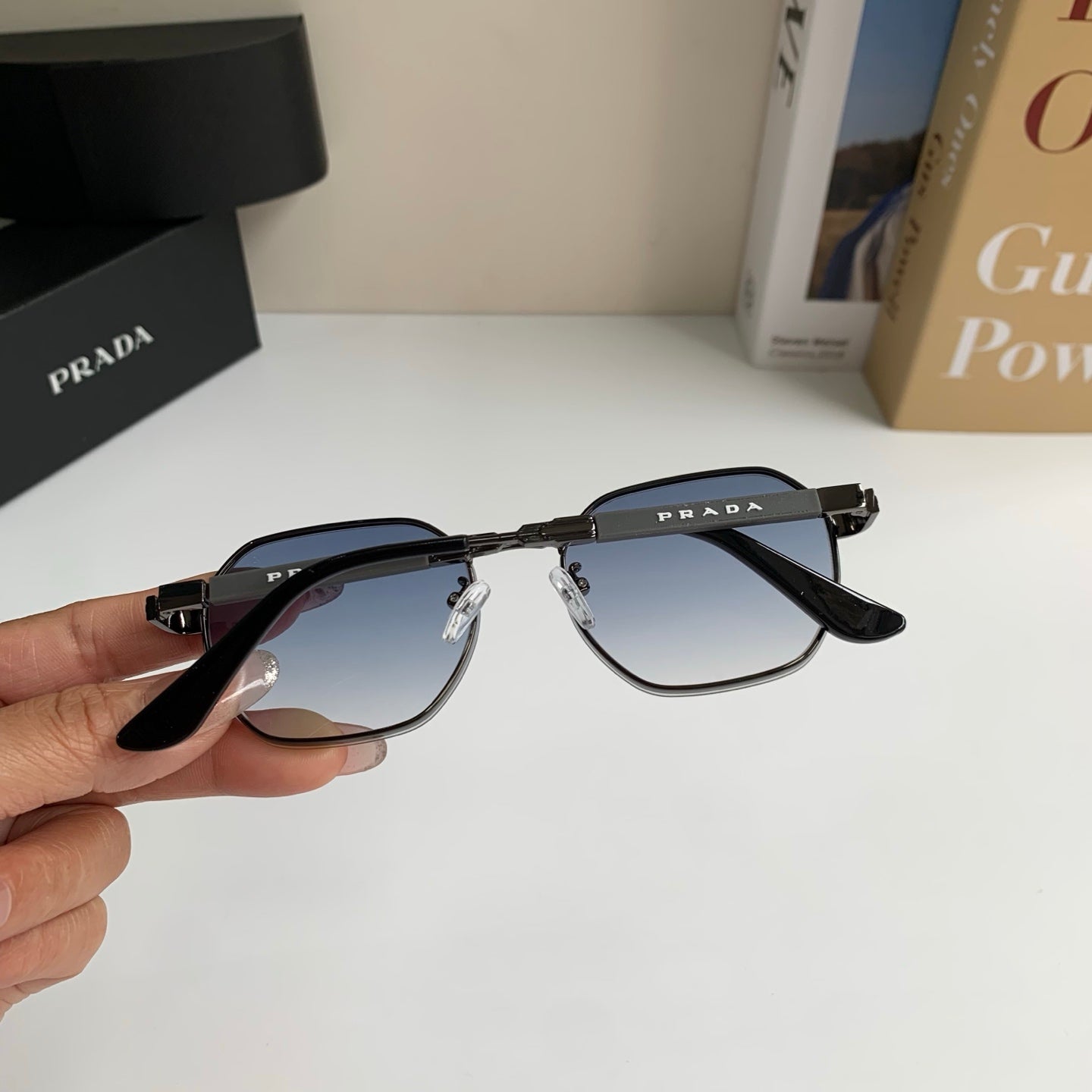 Prada Metal Fashion Silver Lens Sunglasses for Men & Women - 382587 - detail image 8