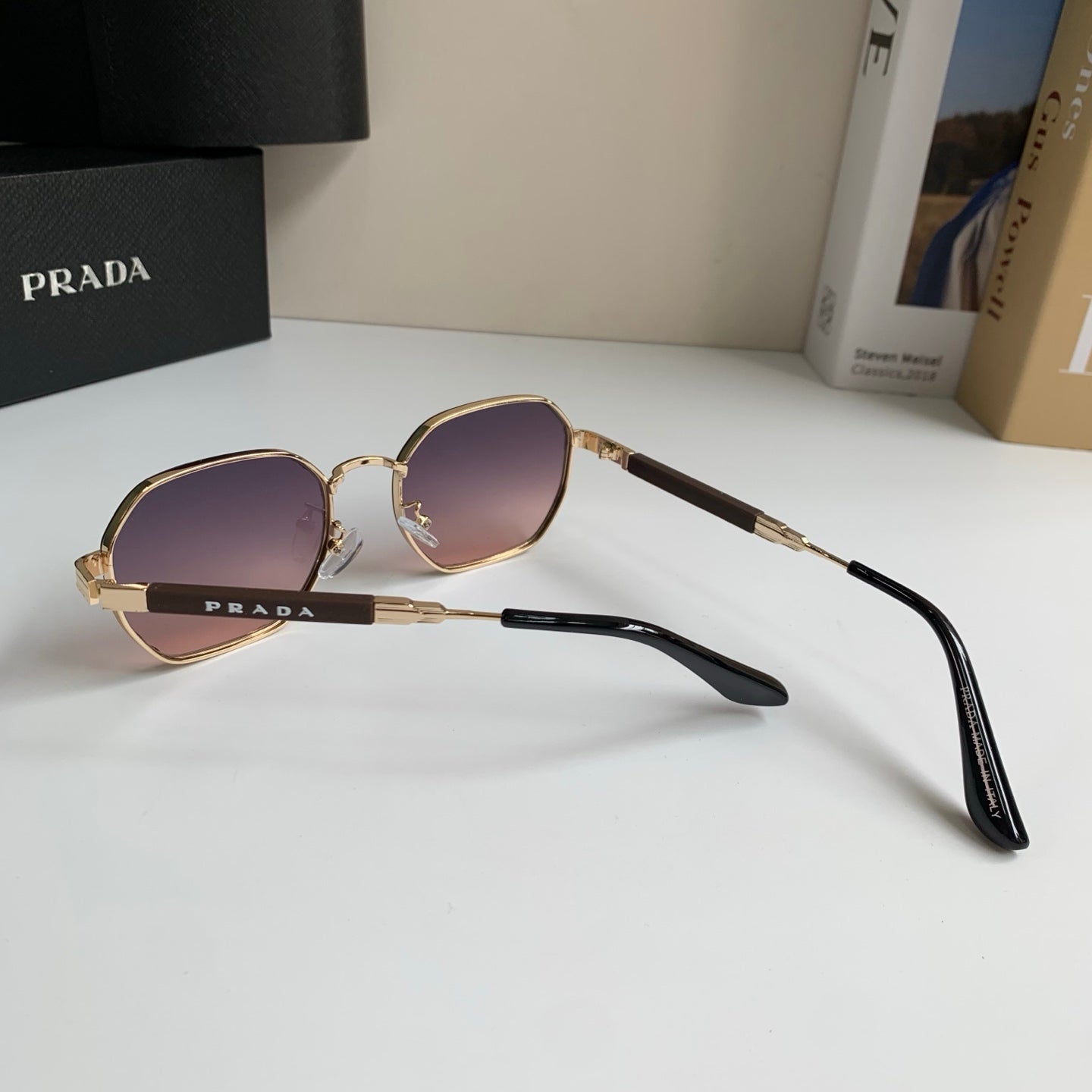 Prada Metal Fashion Silver Lens Sunglasses for Men & Women - 382588 - detail image 8