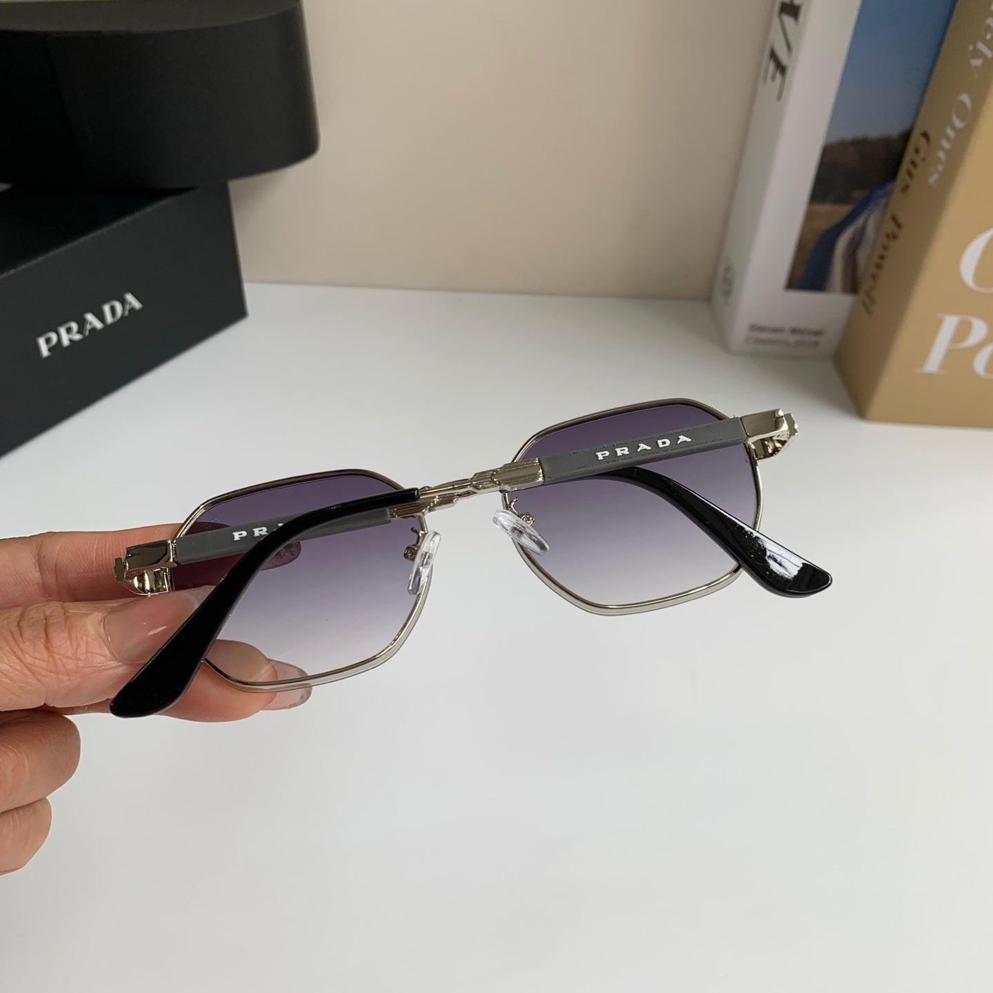 Prada Metal Fashion Silver Lens Sunglasses for Men & Women - 382589 - detail image 8
