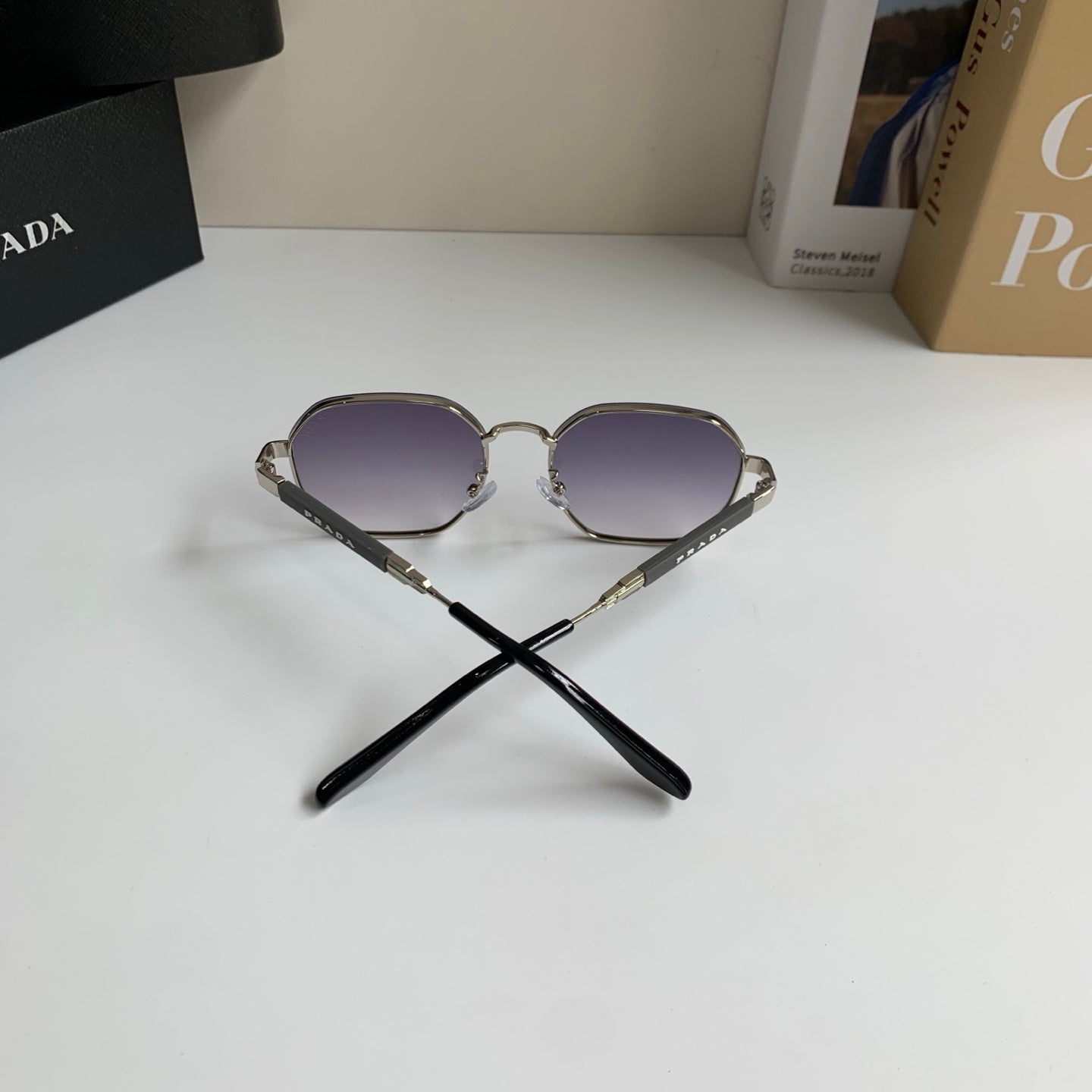 Prada Metal Fashion Silver Lens Sunglasses for Men & Women - 382589 - detail image 7
