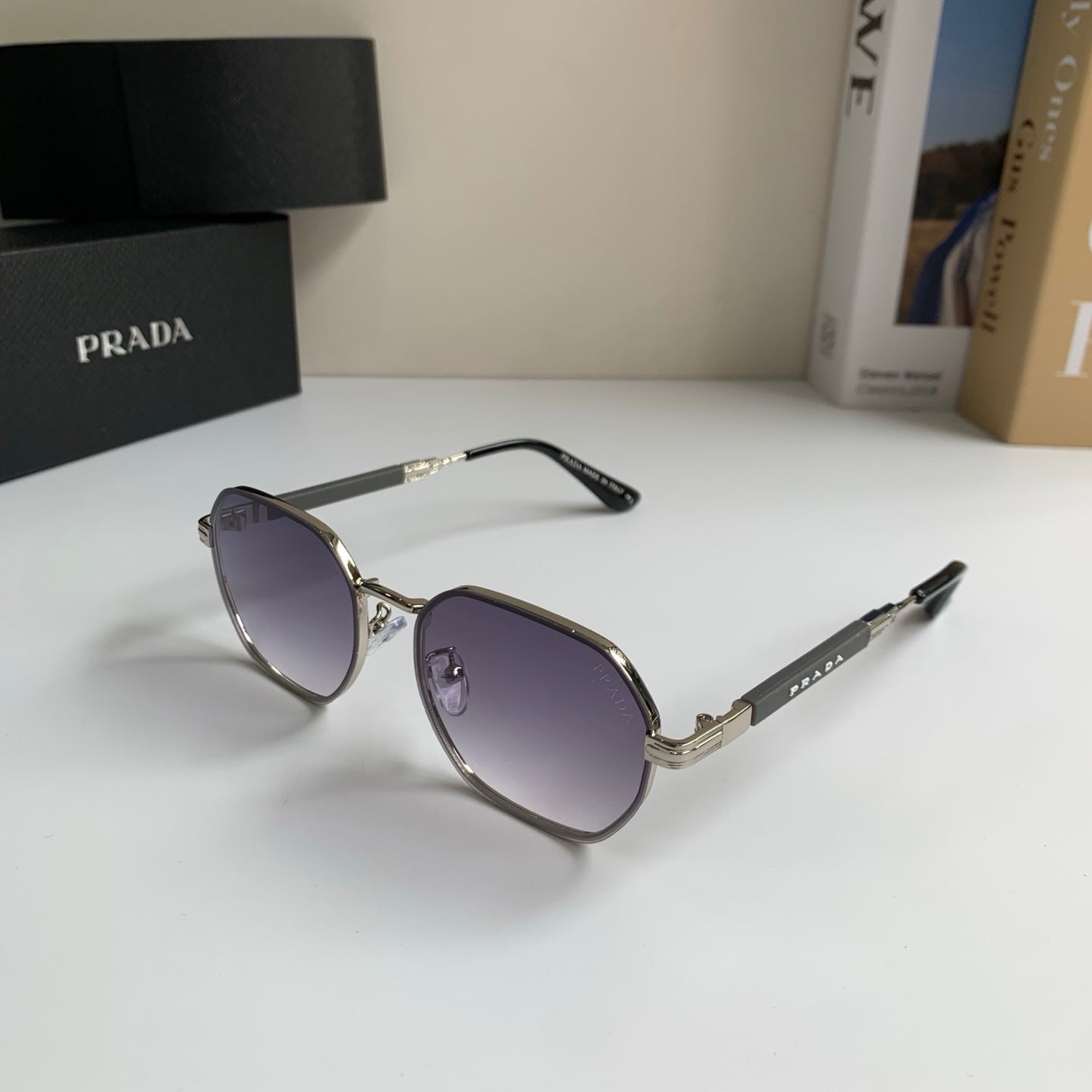 Prada Metal Fashion Silver Lens Sunglasses for Men & Women - 382589 - detail image 2