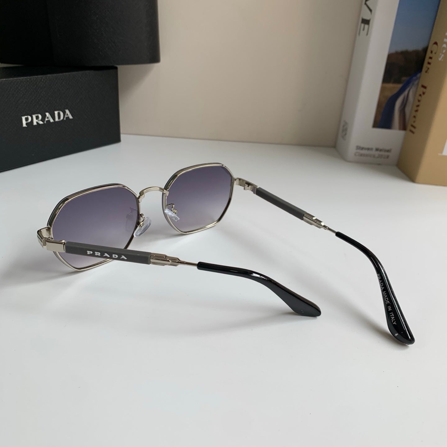 Prada Metal Fashion Silver Lens Sunglasses for Men & Women - 382589 - detail image 6