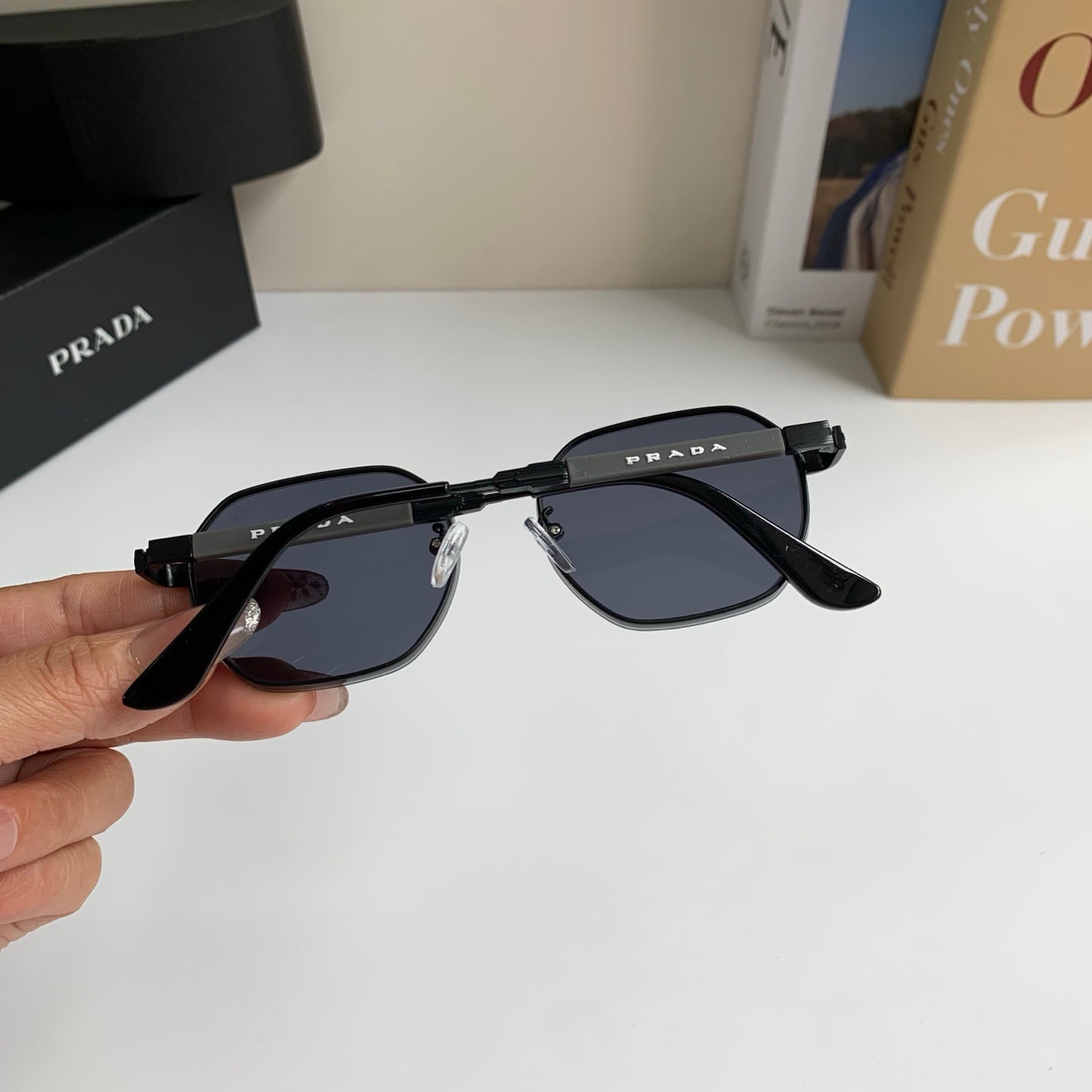 Prada Metal Fashion Silver Lens Sunglasses for Men & Women - 382590 - detail image 6