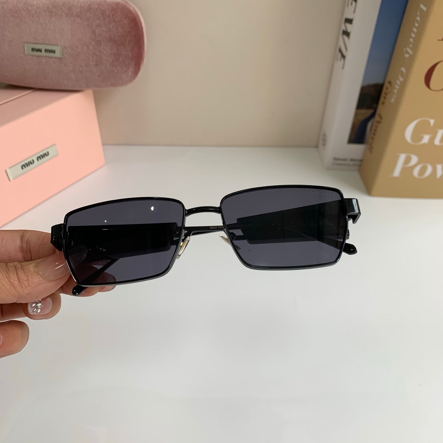Miu Miu Metal Square Silver Lens Sunglasses for Men & Women - 383000 - detail image 4