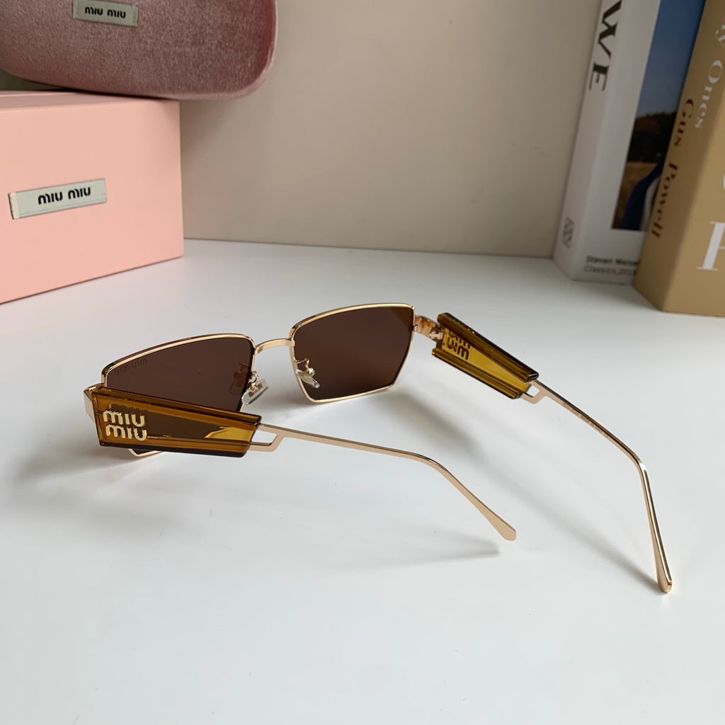 Miu Miu Metal Square Brown Lens Sunglasses for Men & Women - detail image 6