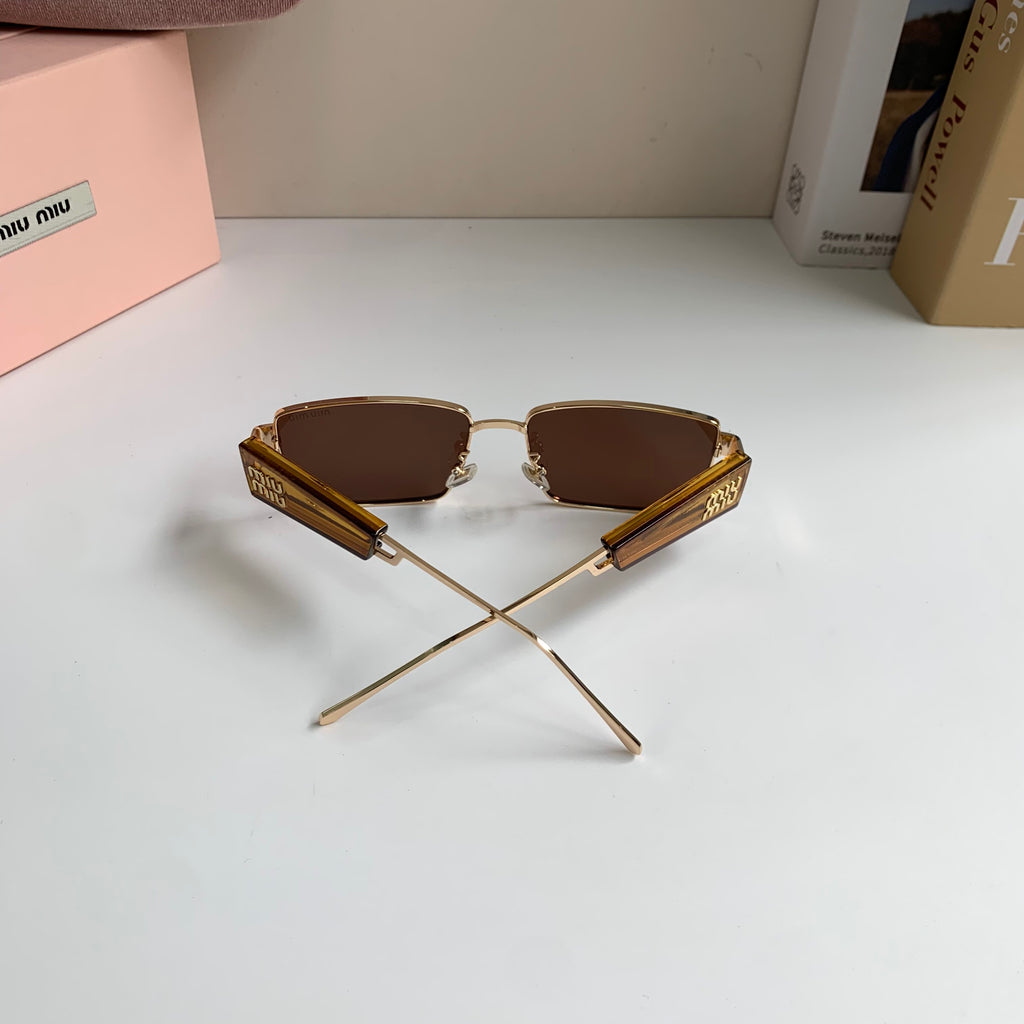 Miu Miu Metal Square Brown Lens Sunglasses for Men & Women - detail image 7