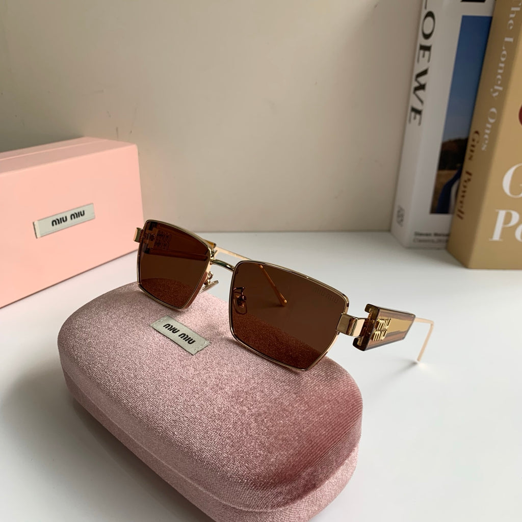Miu Miu Metal Square Brown Lens Sunglasses for Men & Women - detail image 4