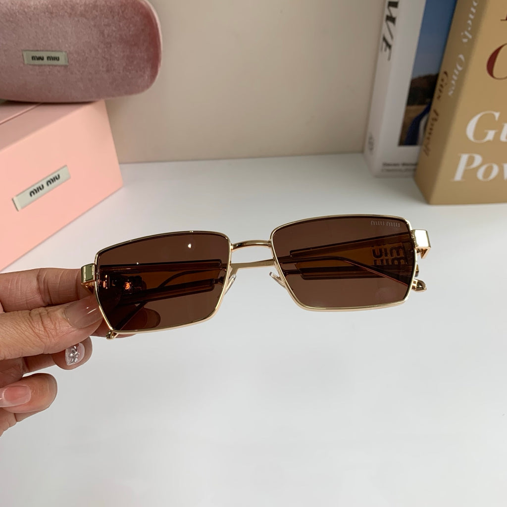 Miu Miu Metal Square Brown Lens Sunglasses for Men & Women - detail image 3