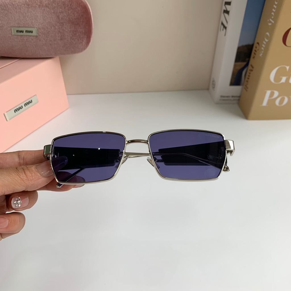 Miu Miu Metal Square Silver Lens Sunglasses for Men & Women - 383003 - detail image 4