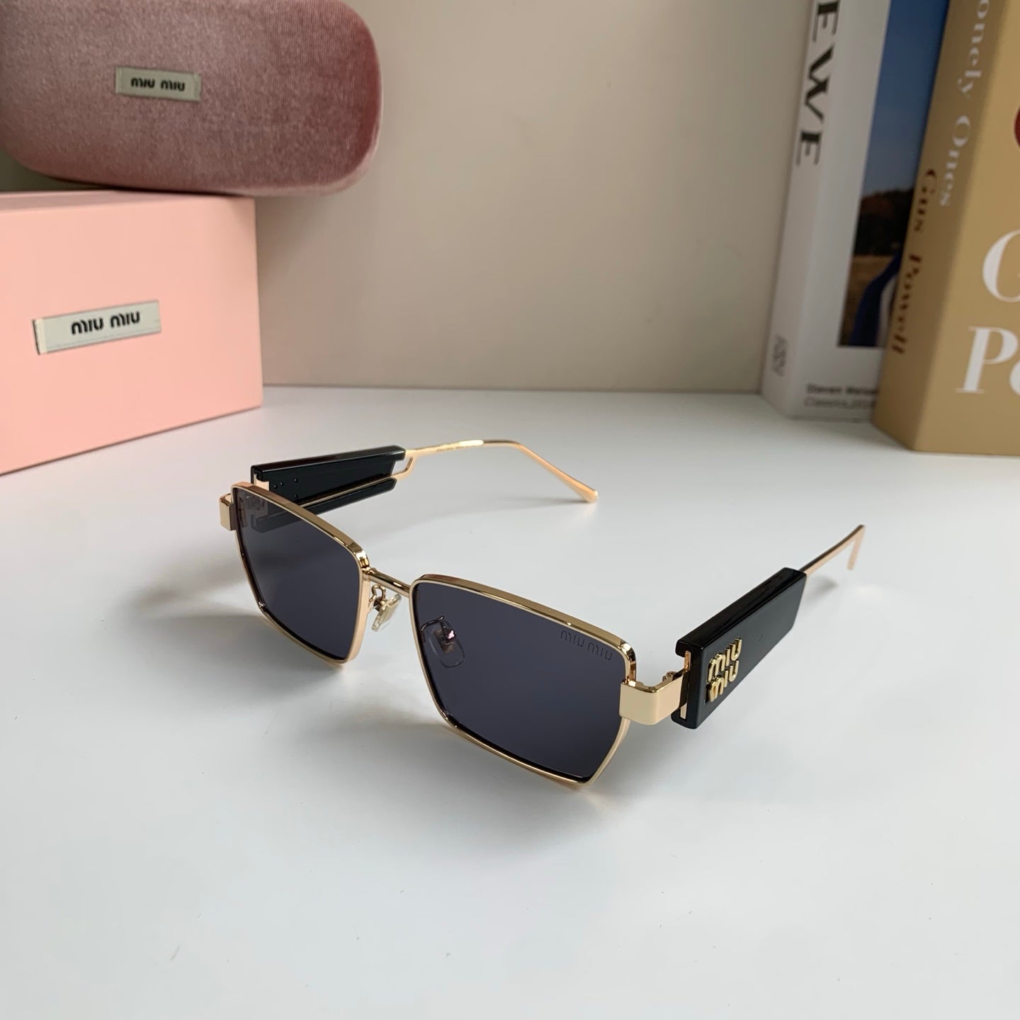 Miu Miu Metal Square Silver Lens Sunglasses for Men & Women - 383004 - detail image 2