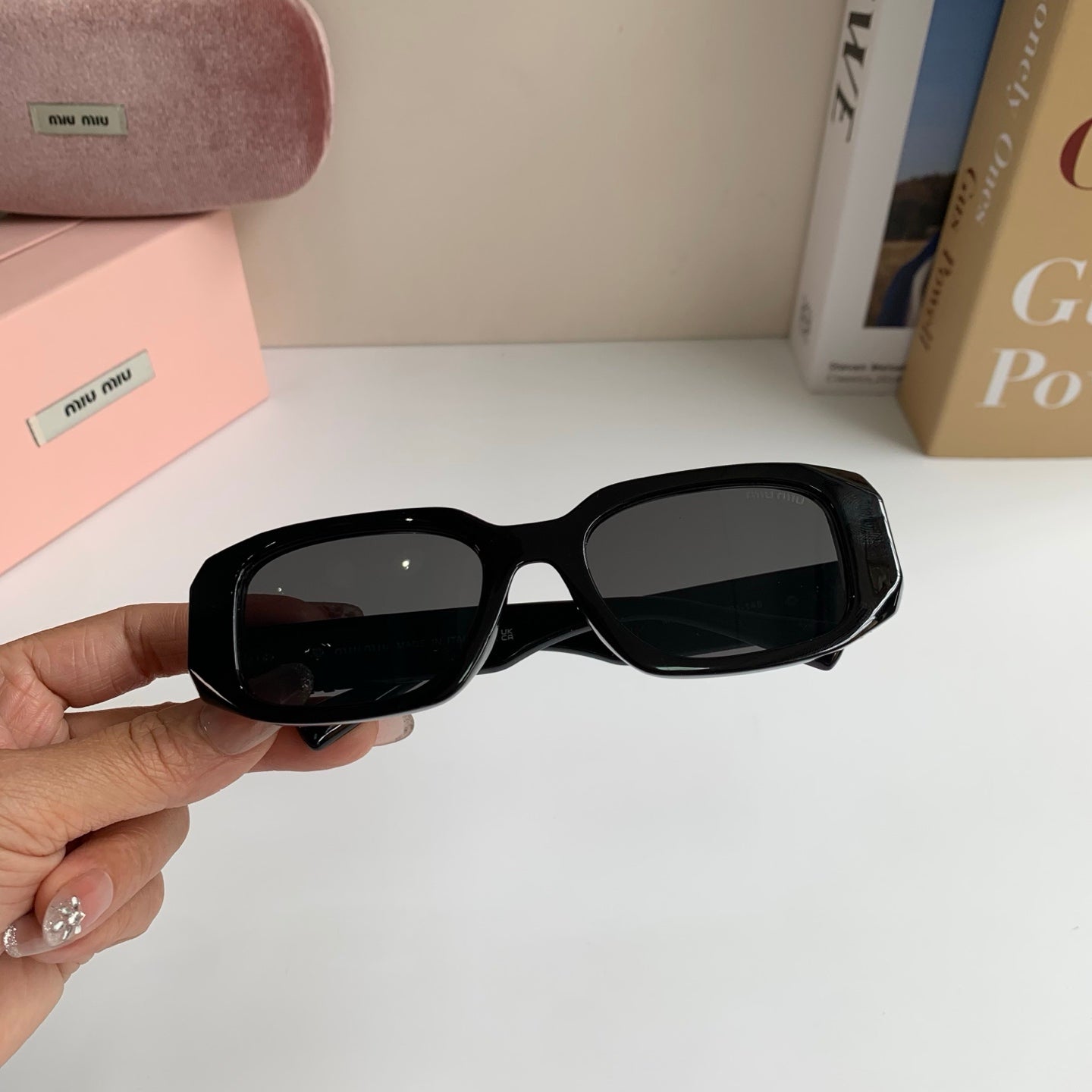 Miu Miu Square Black Lens Sunglasses for Men & Women - detail image 3